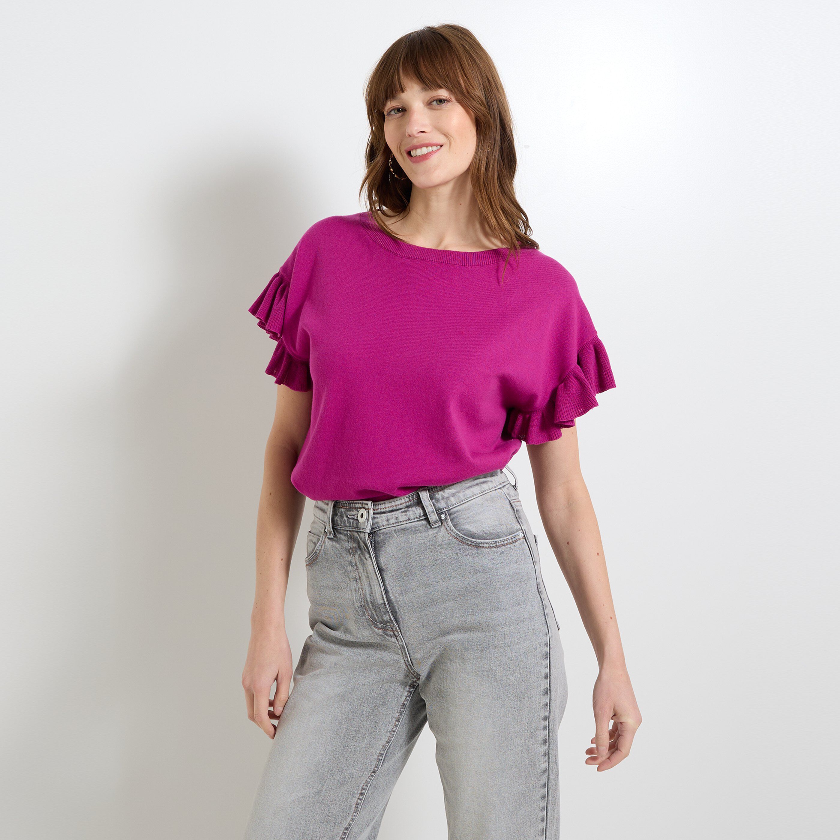 Pull &agrave; volants femme