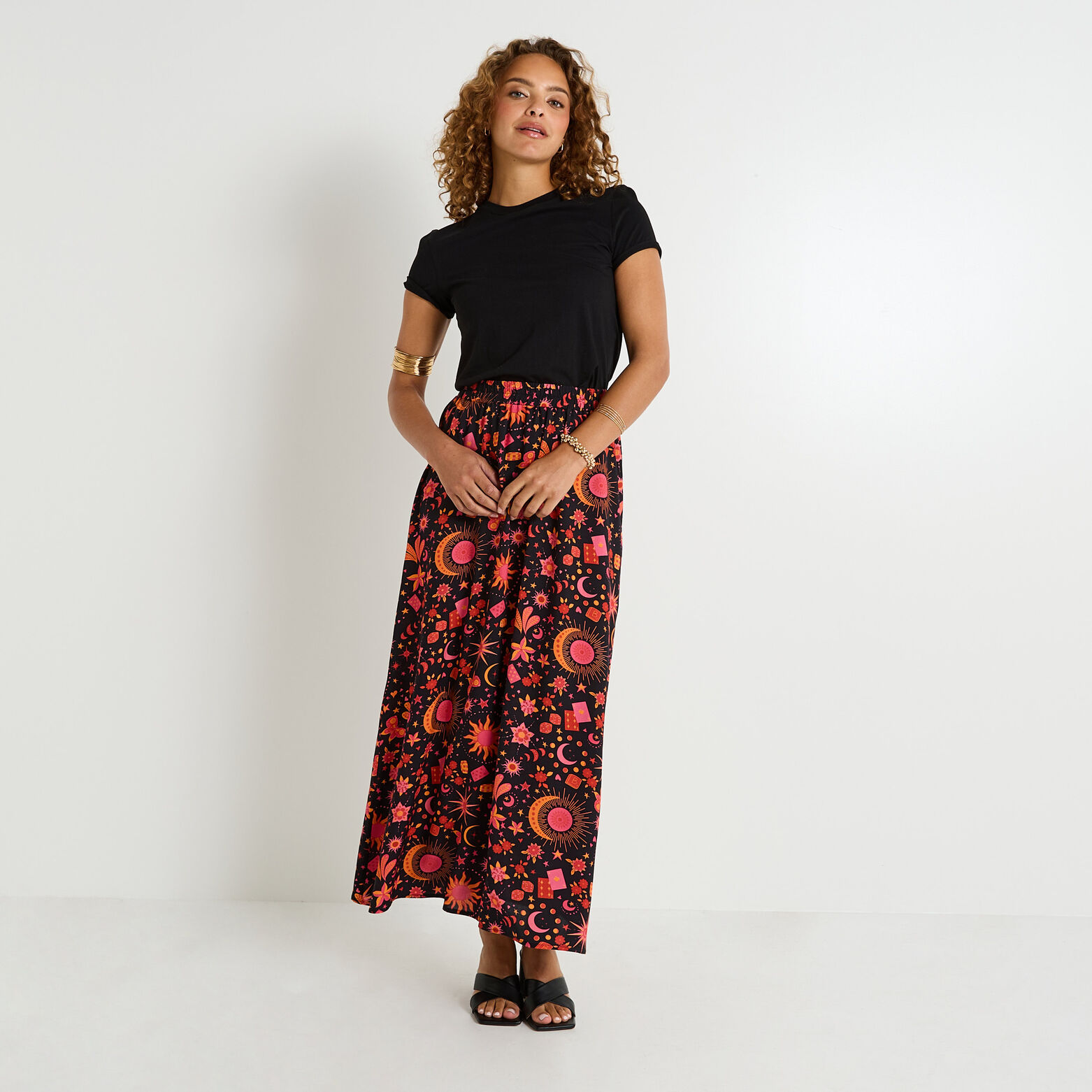 Jupe longue fluide imprimée femme