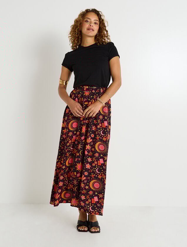 Jupe longue fluide imprimée femme