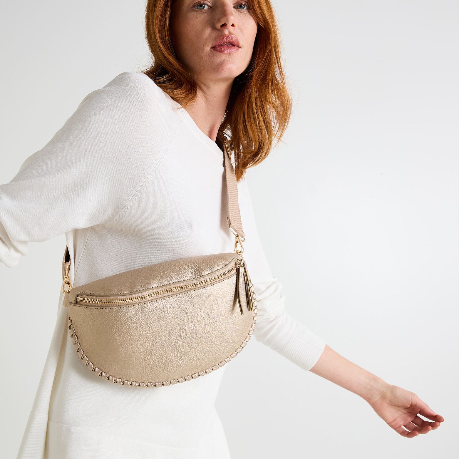 Sac banane doré femme