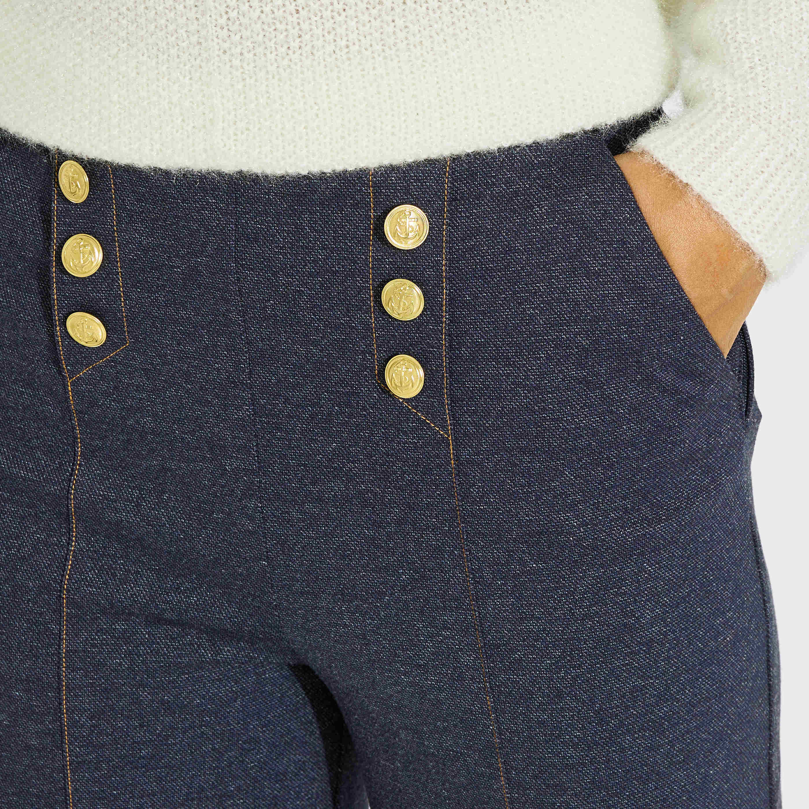 Pantalon pont large en maille femme