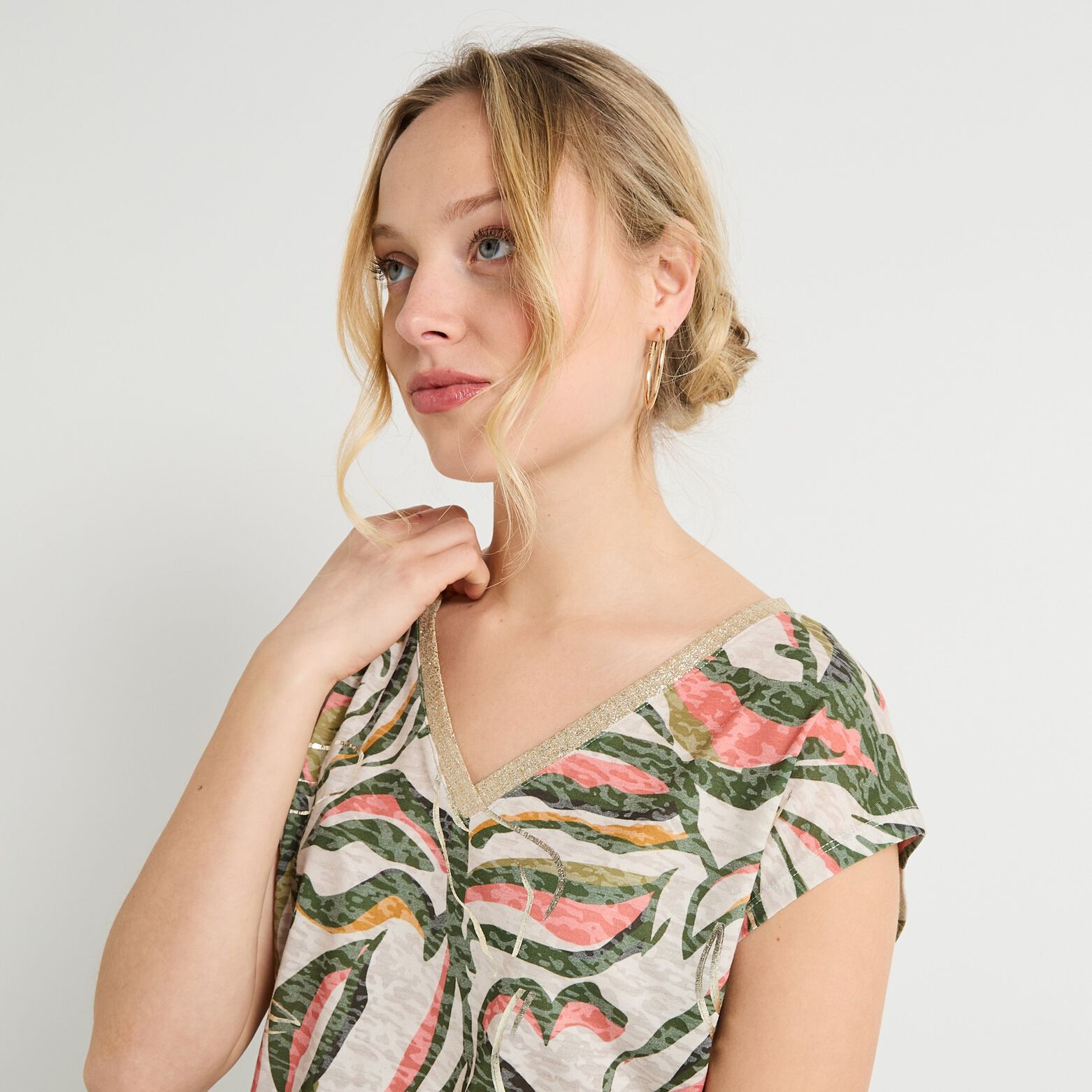 T-shirt col V femme