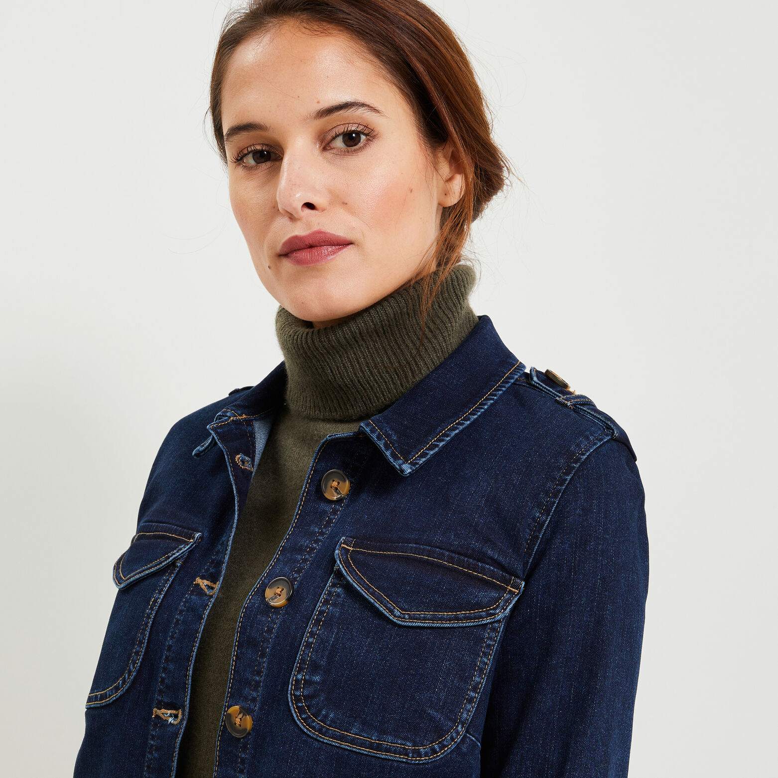 Veste saharienne denim femme