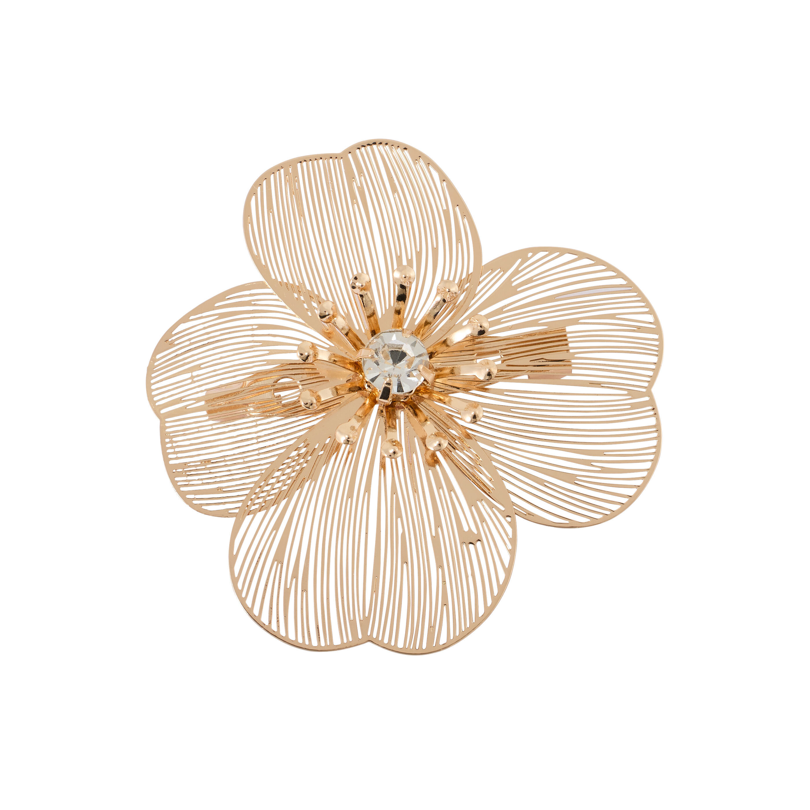 Broche fleur strass&eacute;e femme