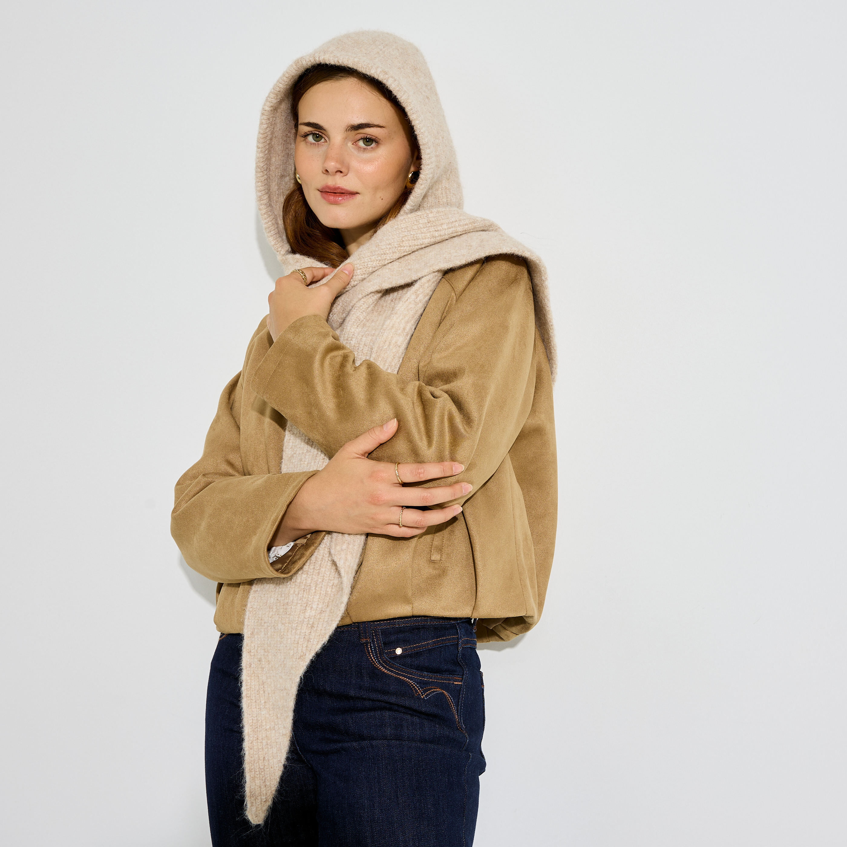 Echarpe cagoule en maille femme