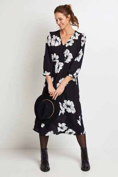 Robe longue imprimé fleuri femme