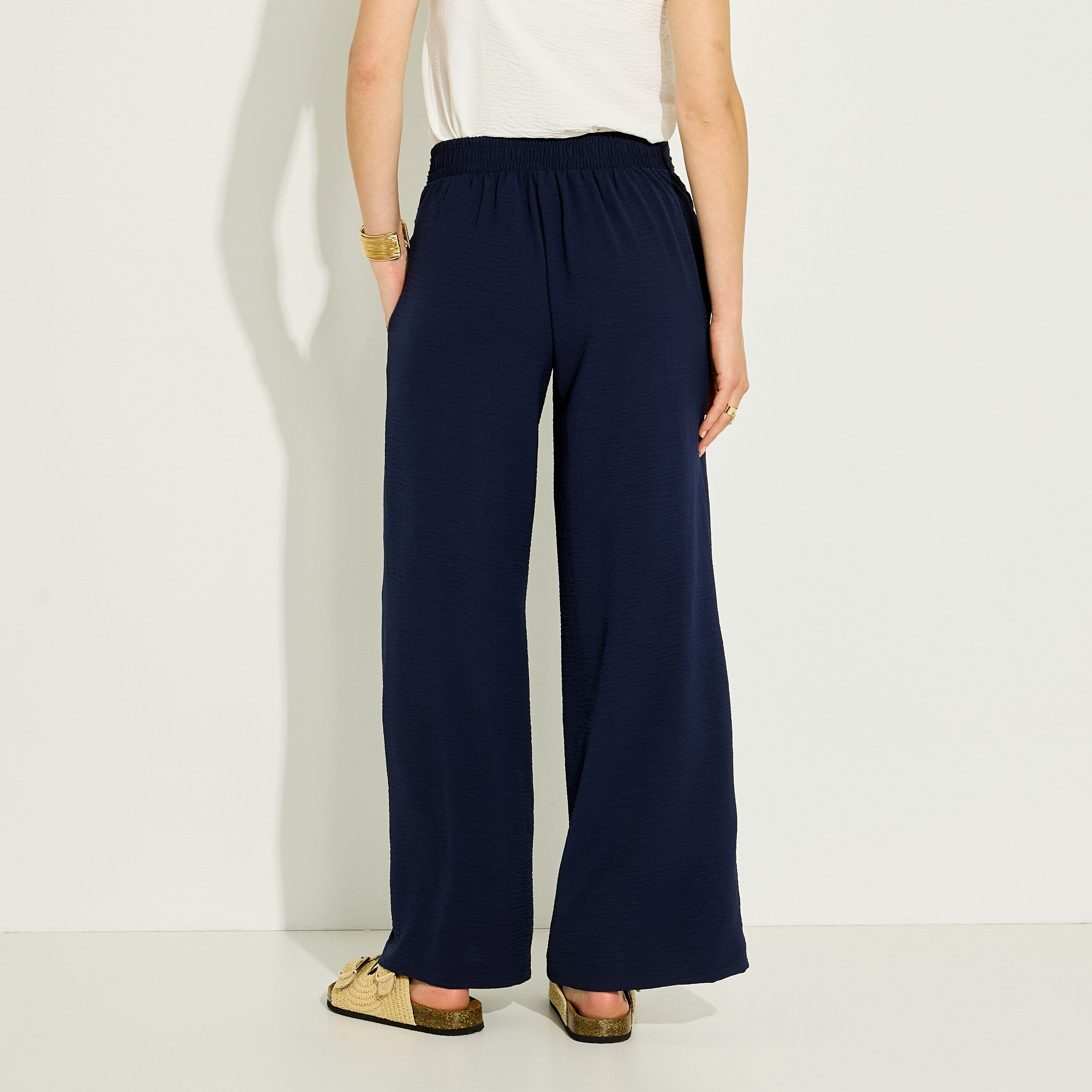 Pantalon fluide drap&eacute; femme