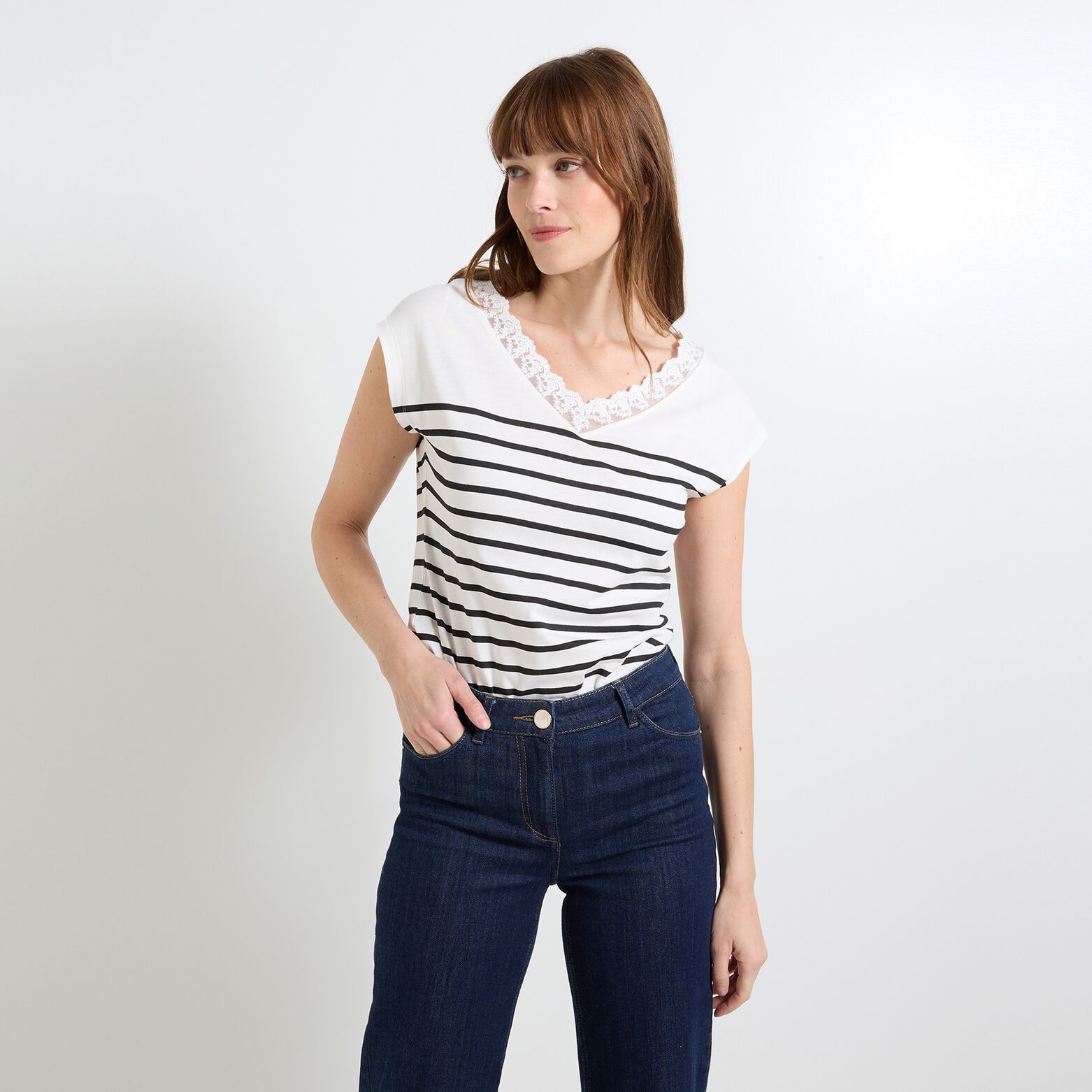 T-shirt col V femme