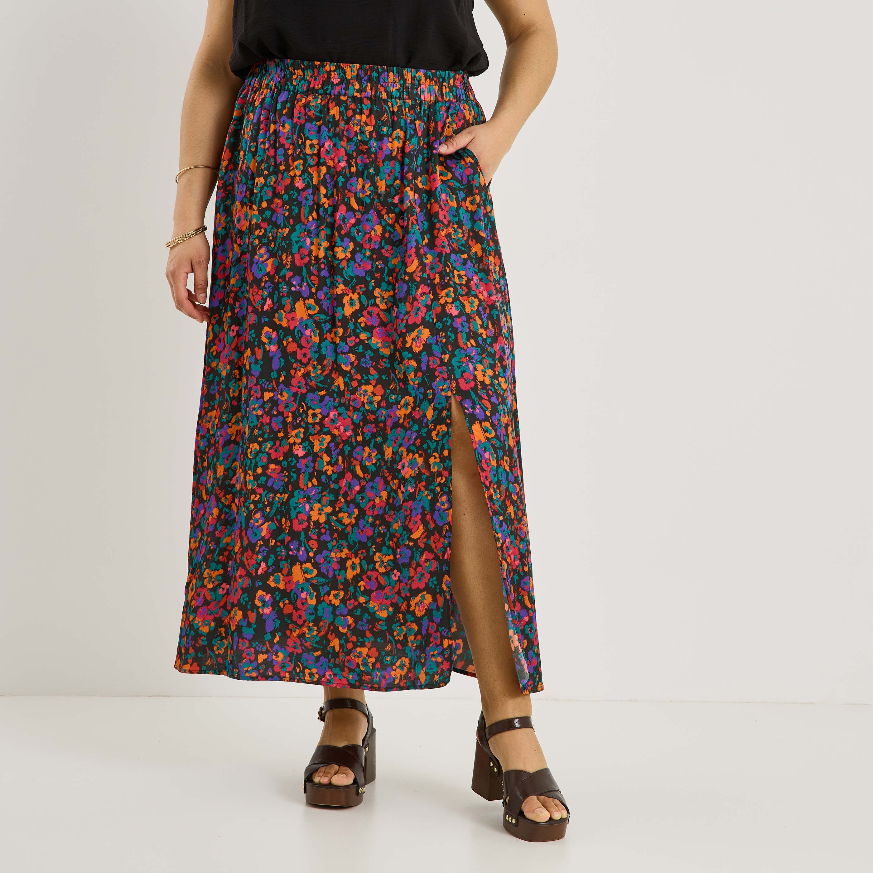 Jupe longue imprim&eacute; floral
