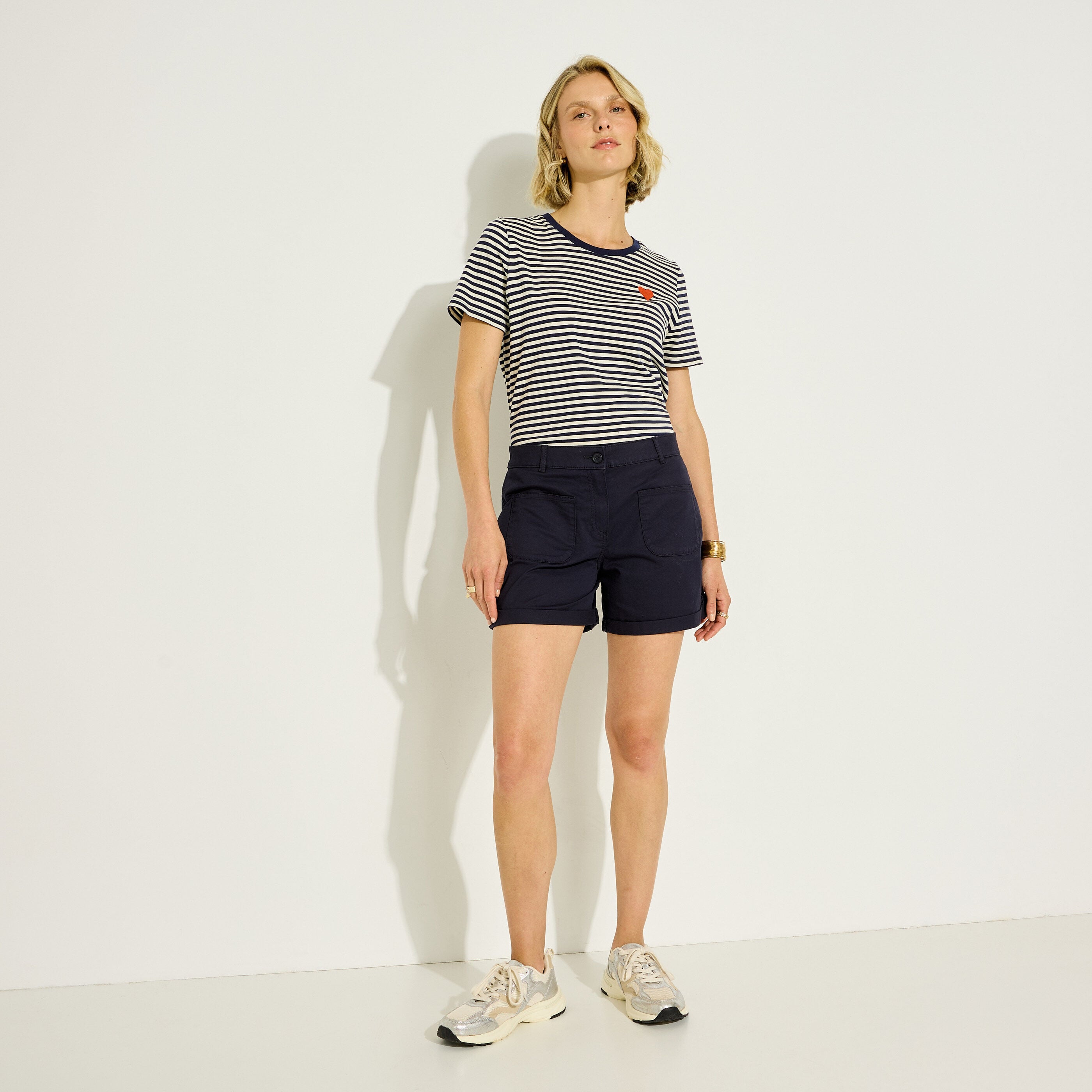 Short uni &agrave; revers femme
