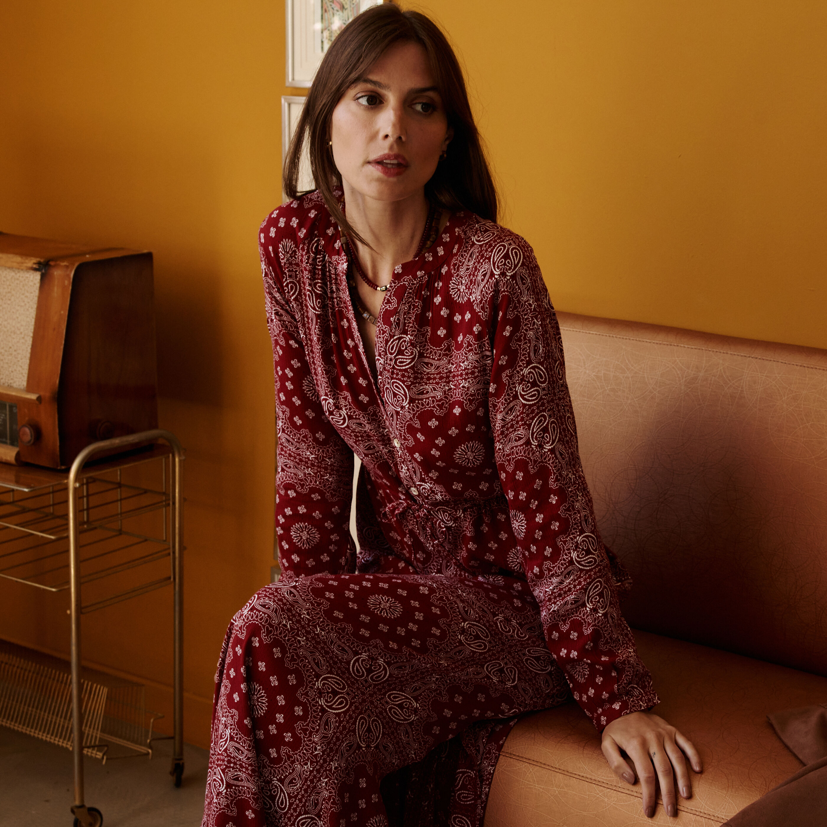 Robe longue boh&egrave;me &agrave; imprim&eacute; bandana