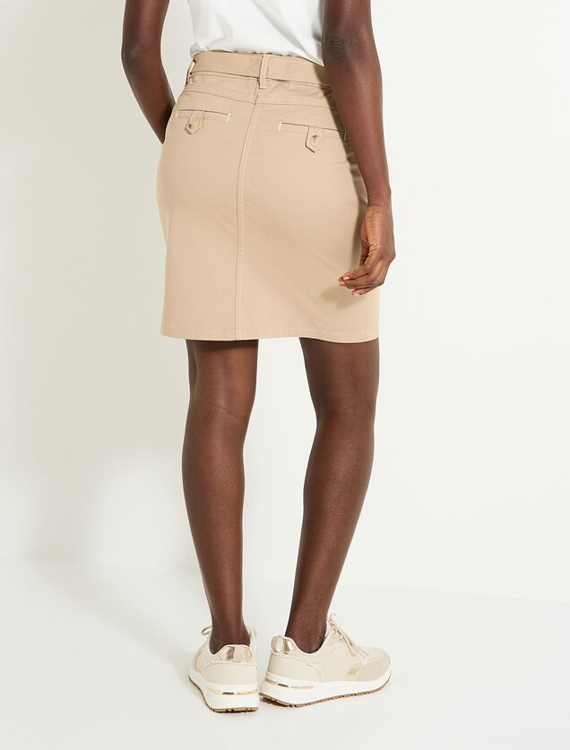 Jupe courte en popeline avec ceinture