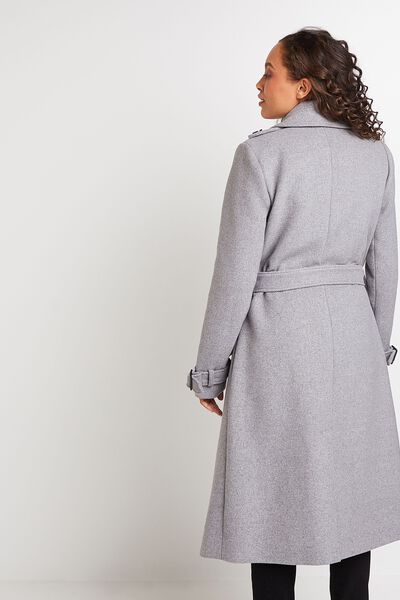 Manteau long gris clair femme