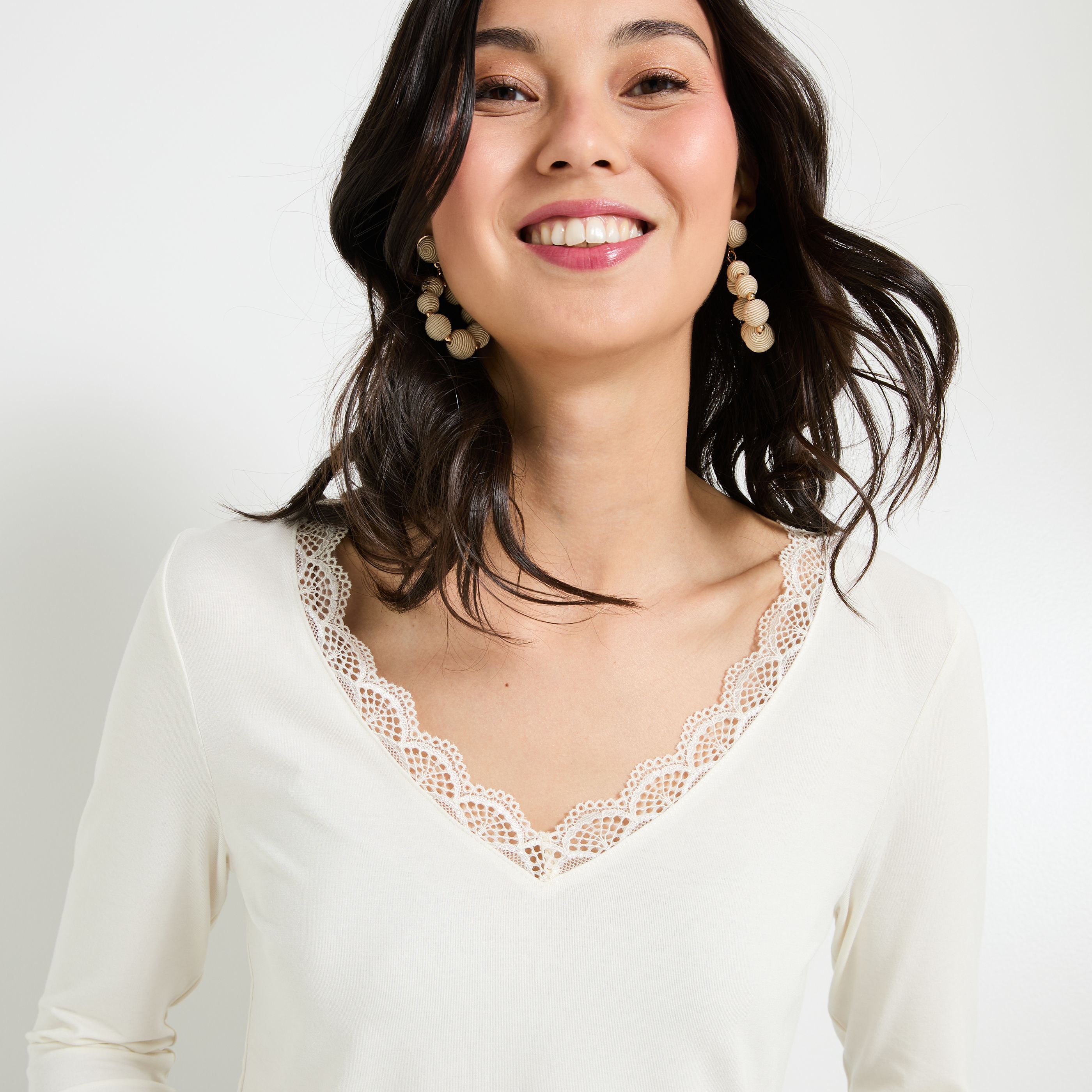 T shirt manches longues femme ECRU Graindemalice