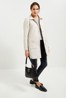 Manteau mi-long en tweed femme