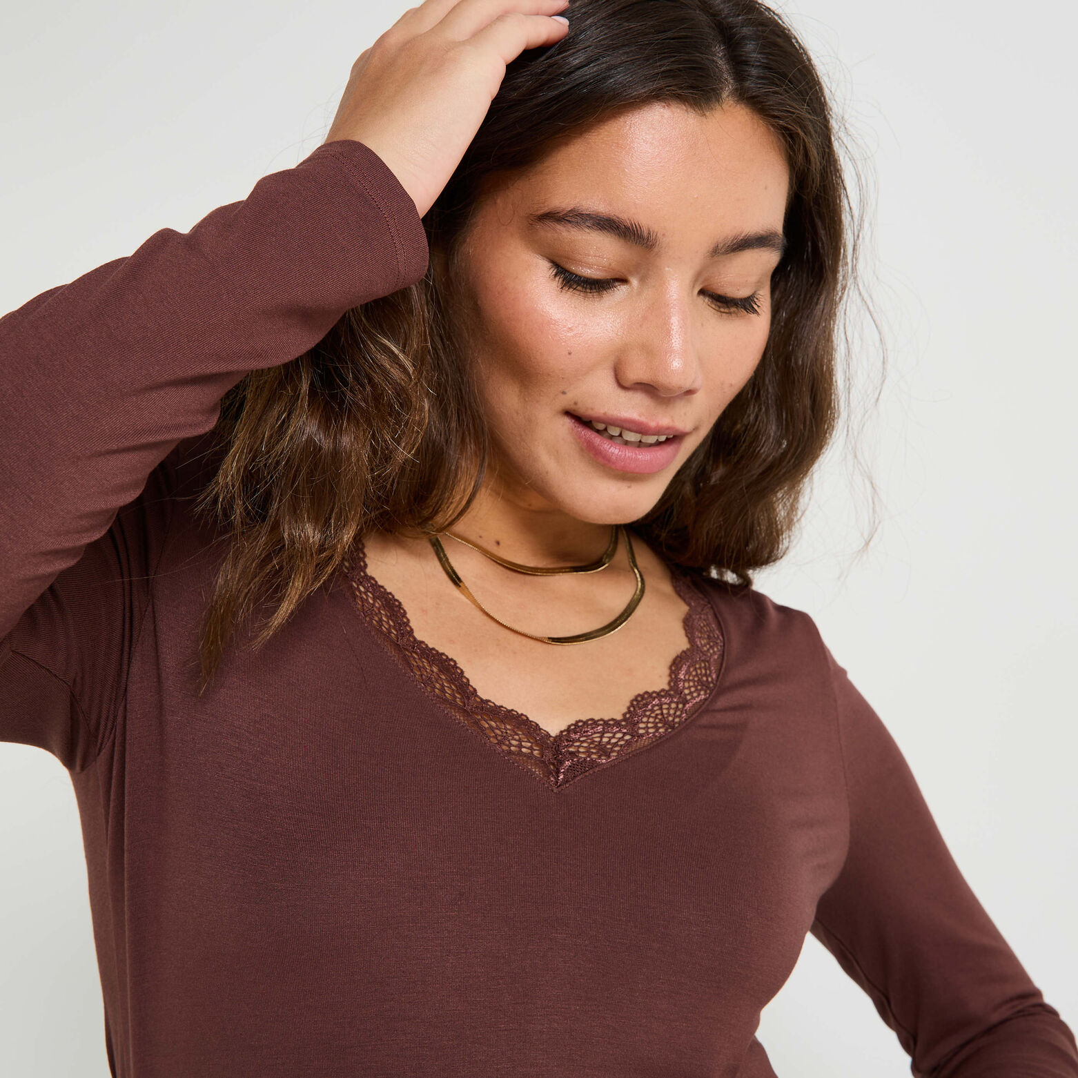 T-shirt col V femme