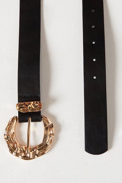 Ceinture noire boucle métal femme