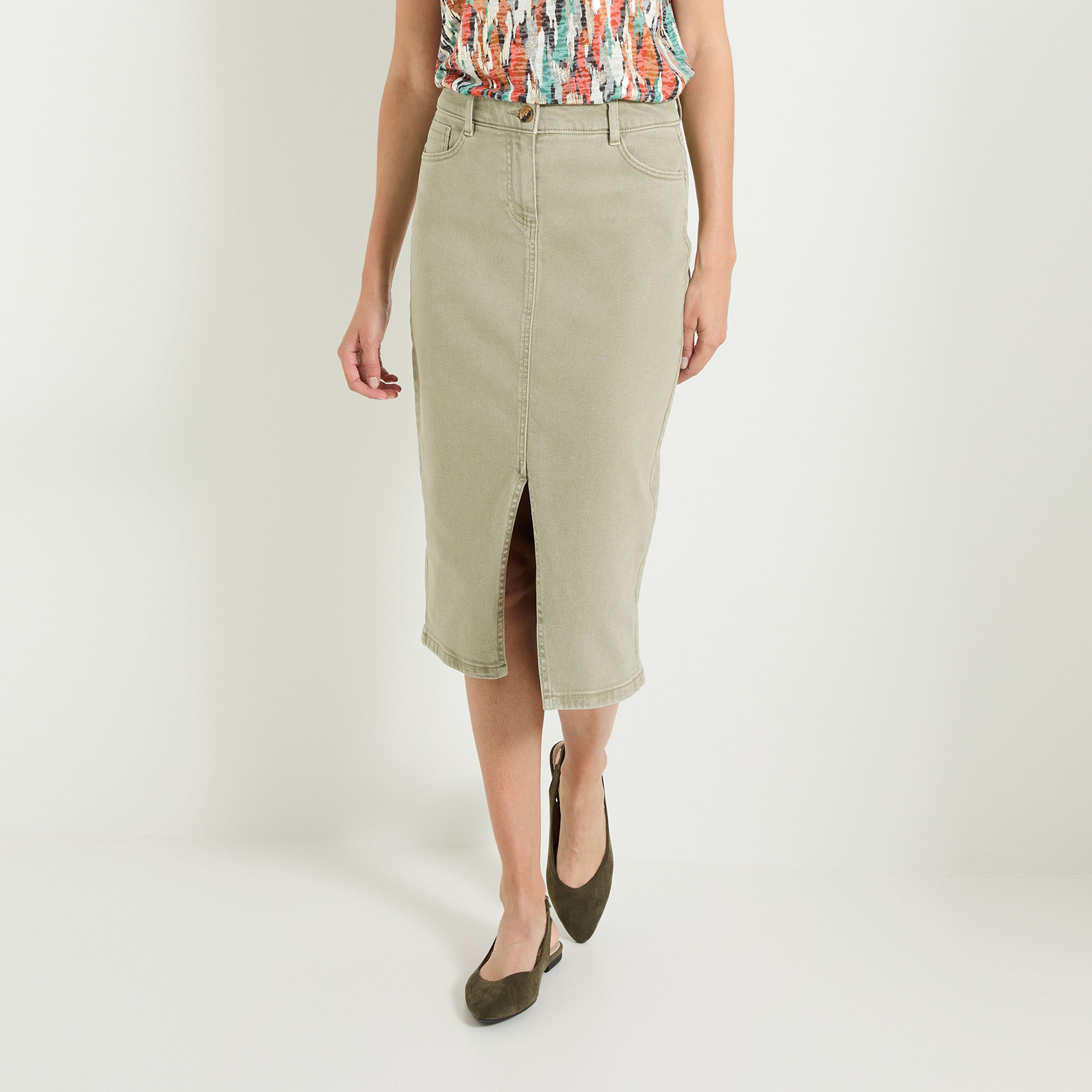 Jupe jean kaki cheap