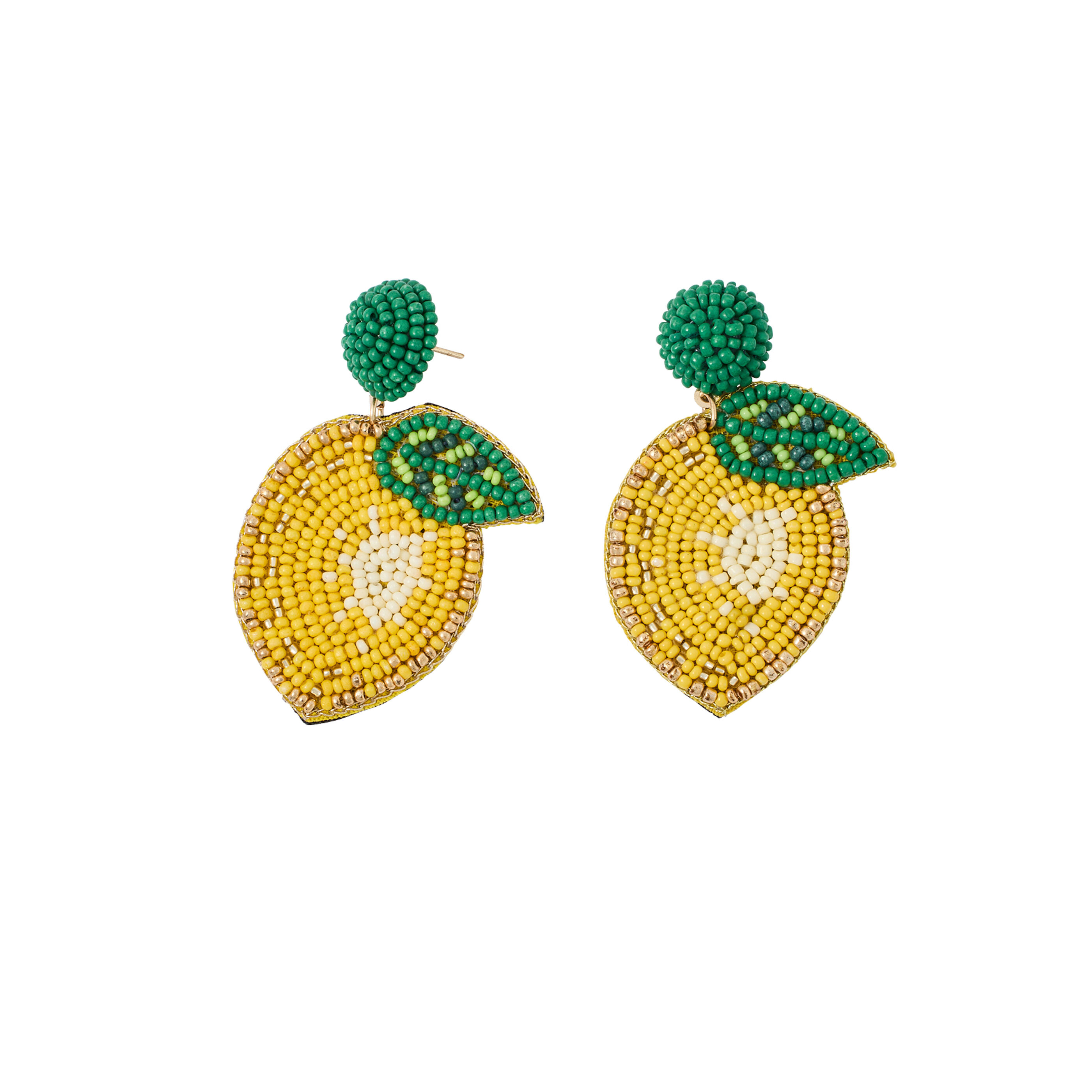 Boucles d'oreilles citrons brod&eacute;s femme