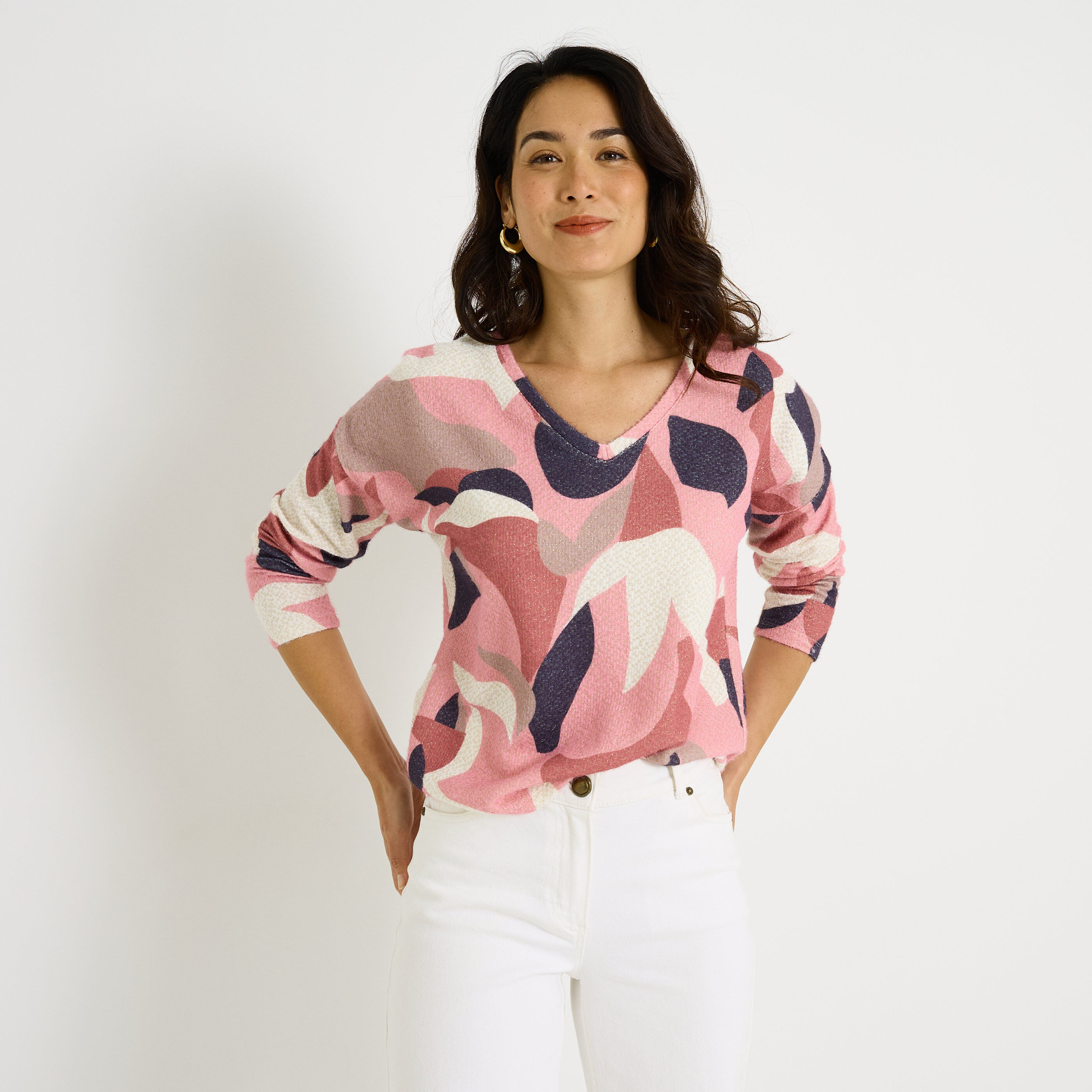 T-shirt manches longues imprim&eacute; femme