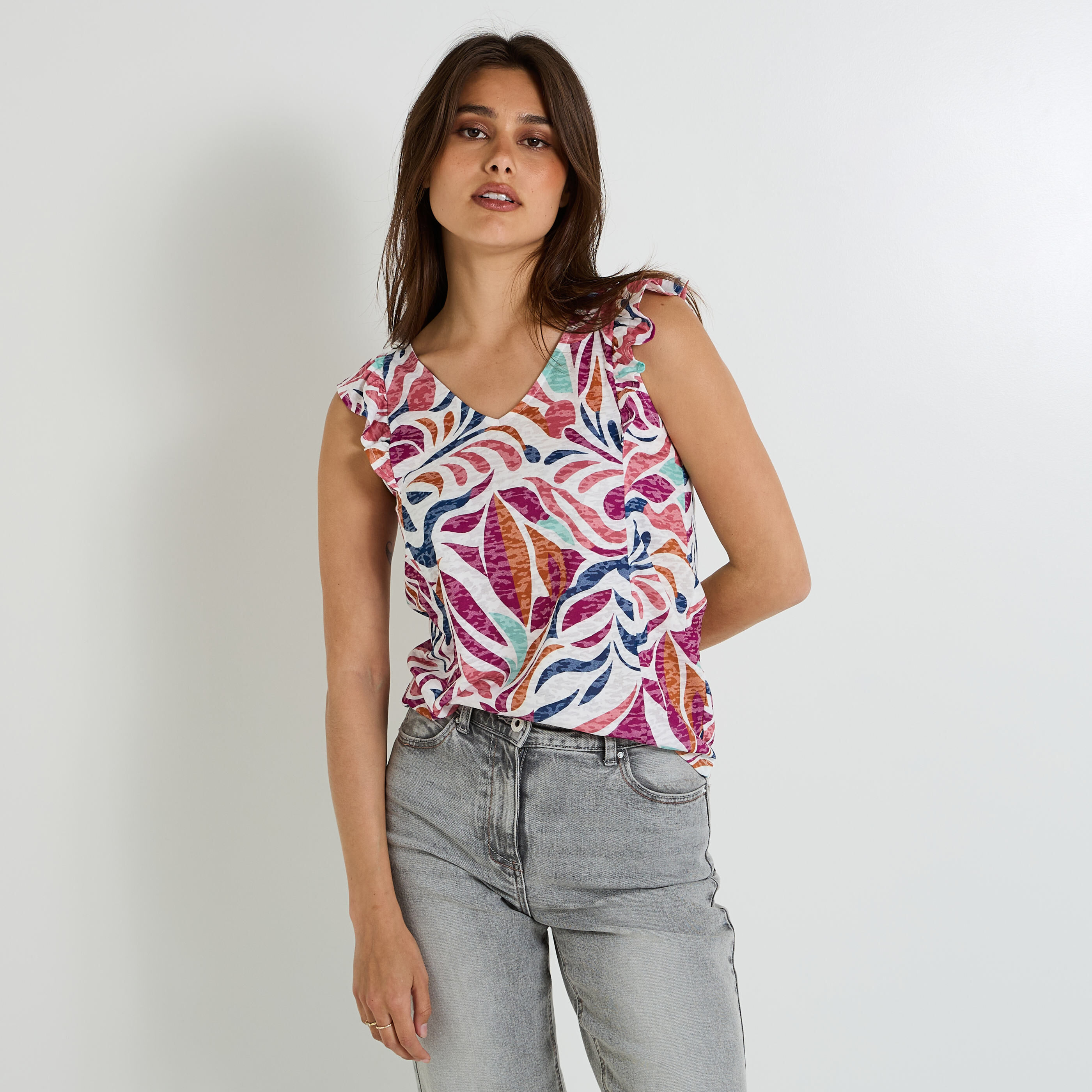 D&eacute;bardeur imprim&eacute; bicolore femme