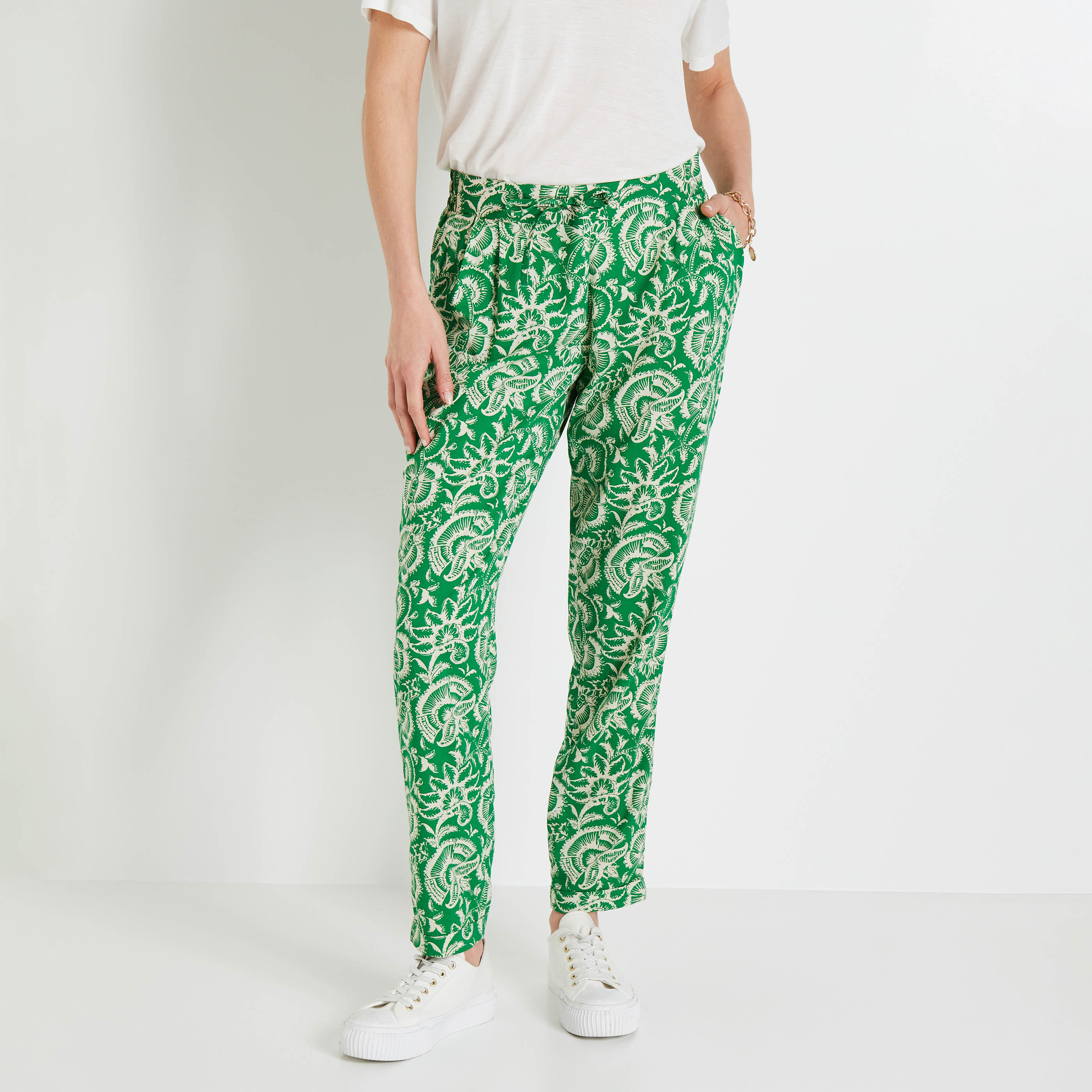 Pantalon fluide imprim&eacute; femme