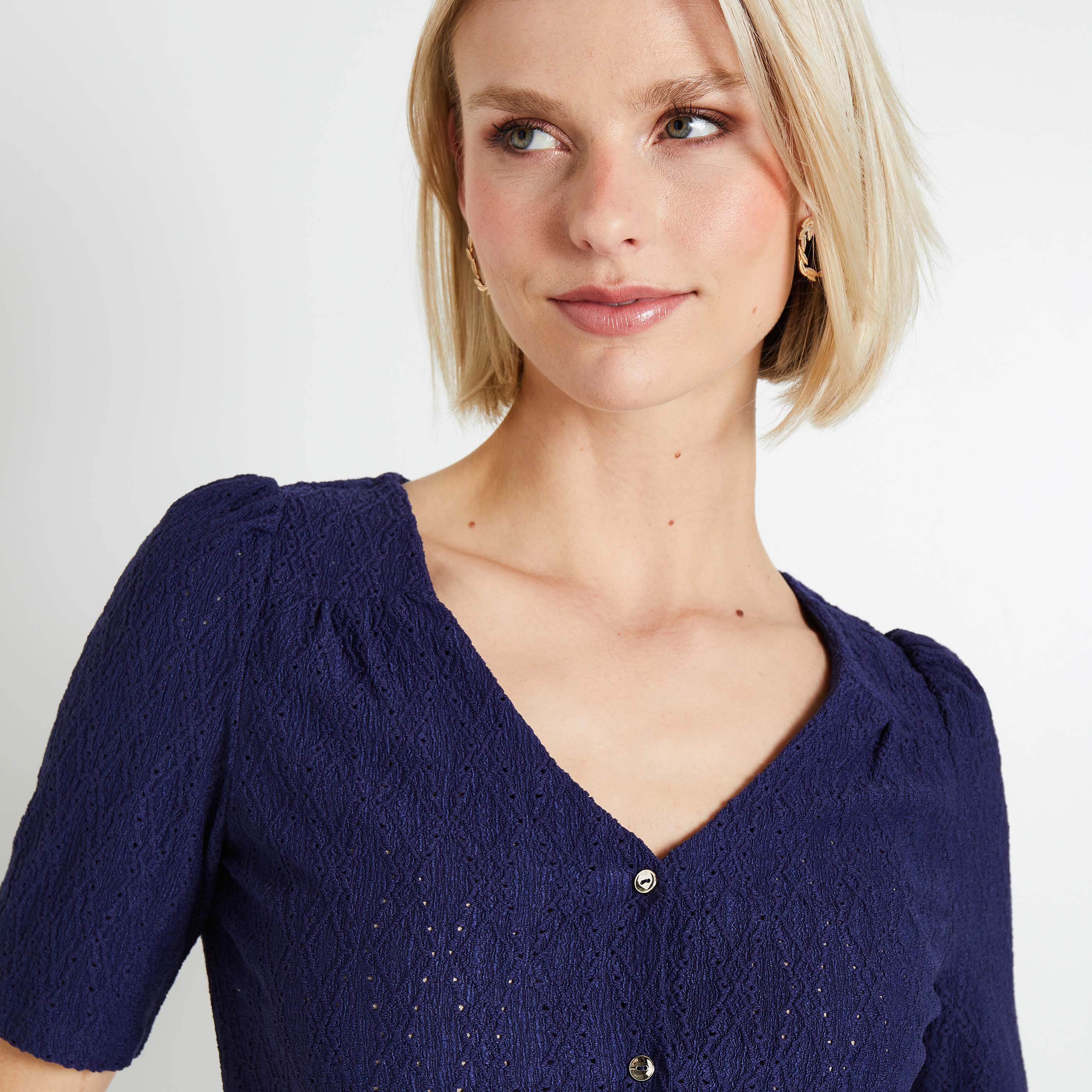 Tshirt maille ajour&eacute;e femme