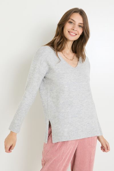 Pull col V femme