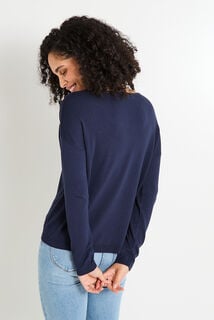 Pull uni col V femme