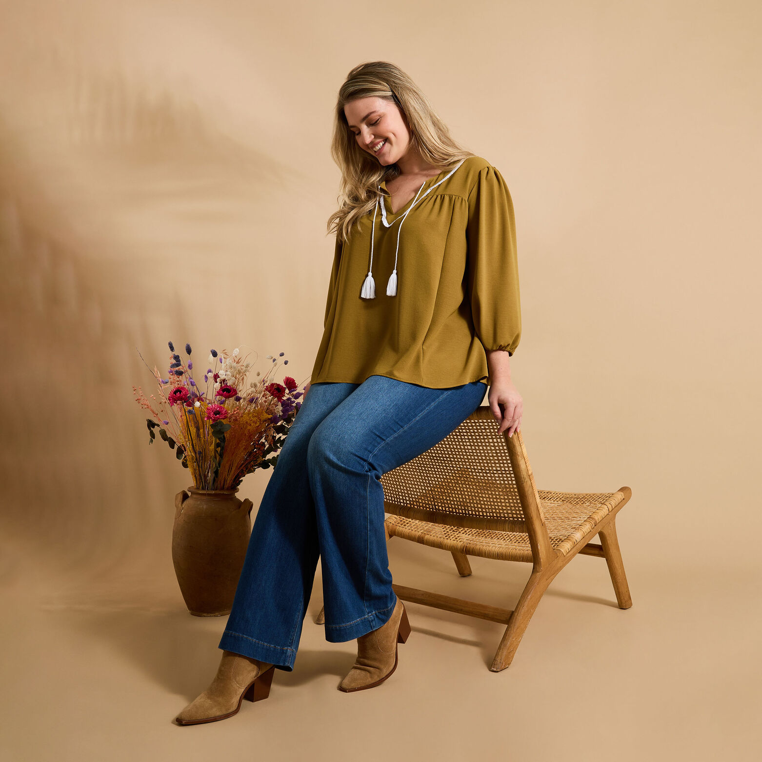 Blouse col V femme
