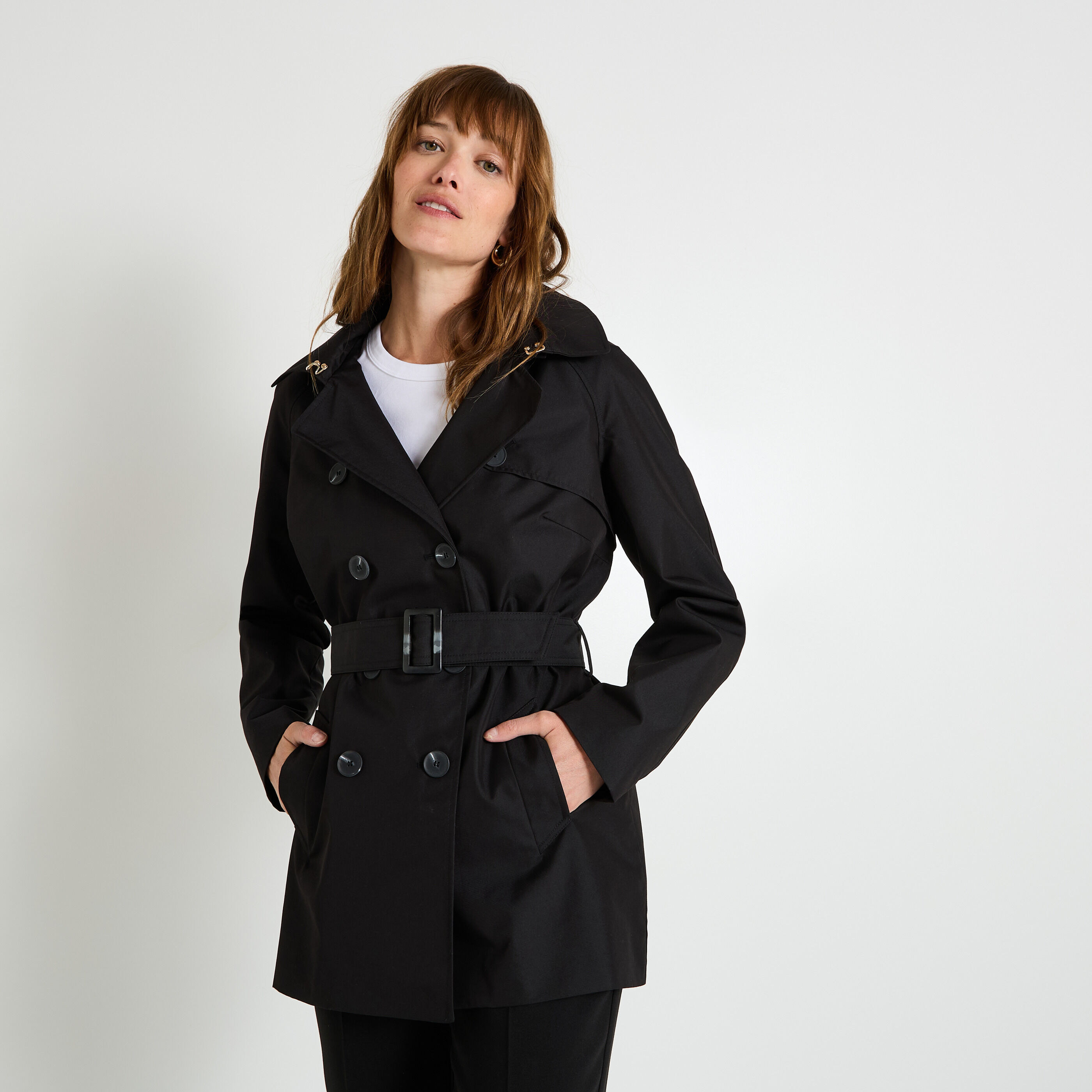 Trench medium avec ceinture femme