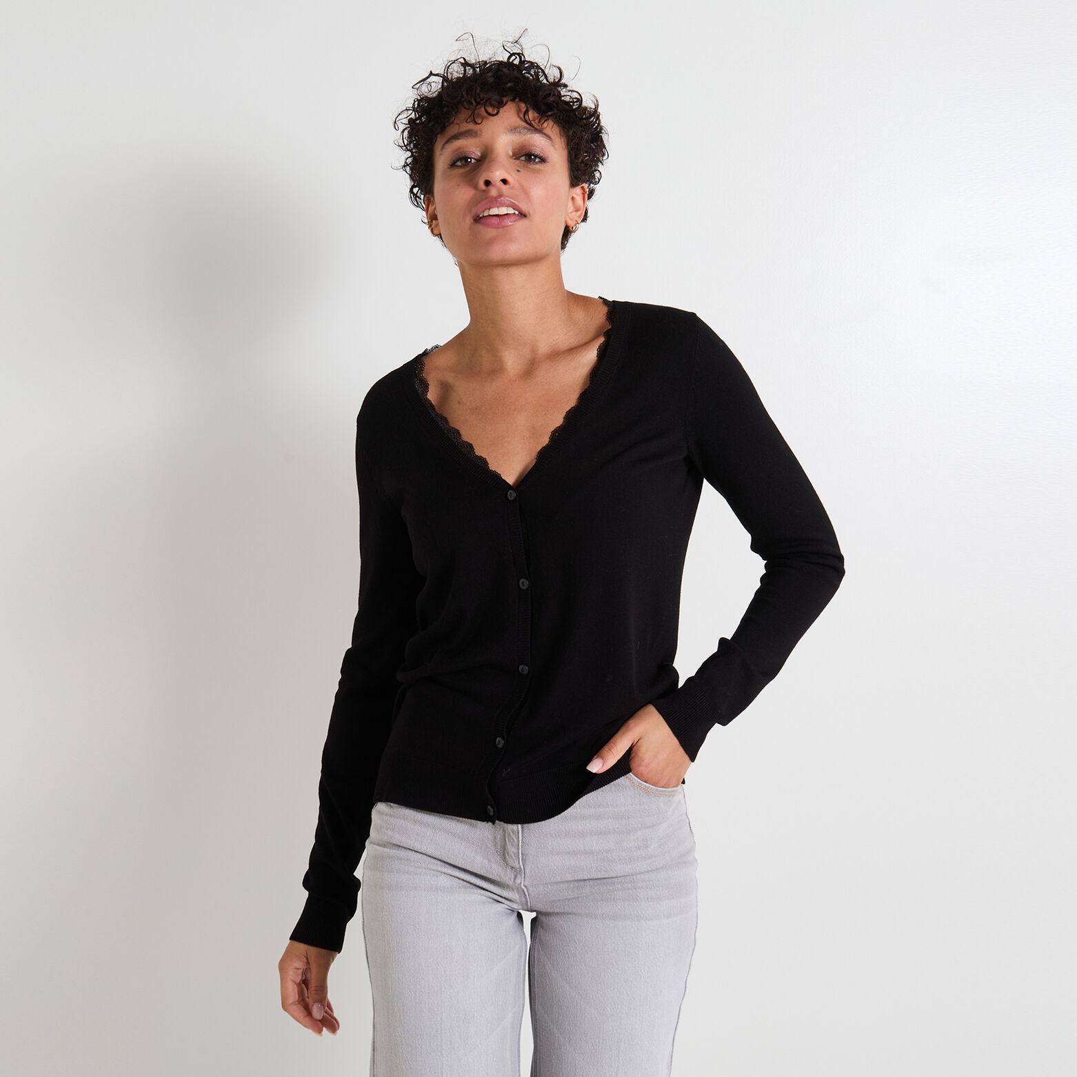 Gilet col V femme