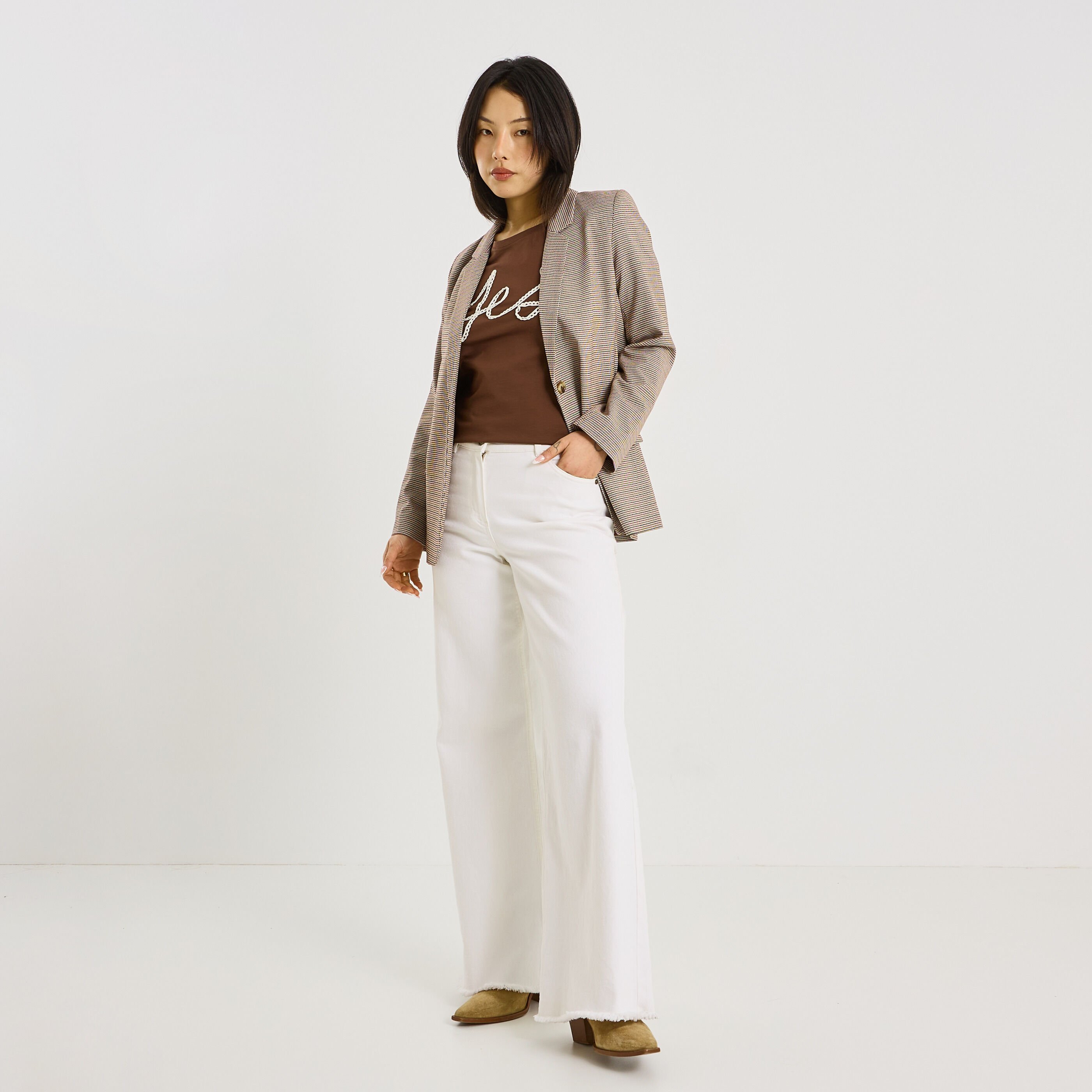 T-shirt message en macram&eacute; femme