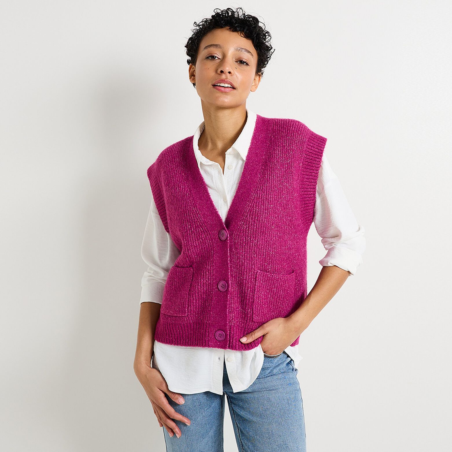 Gilet col V femme