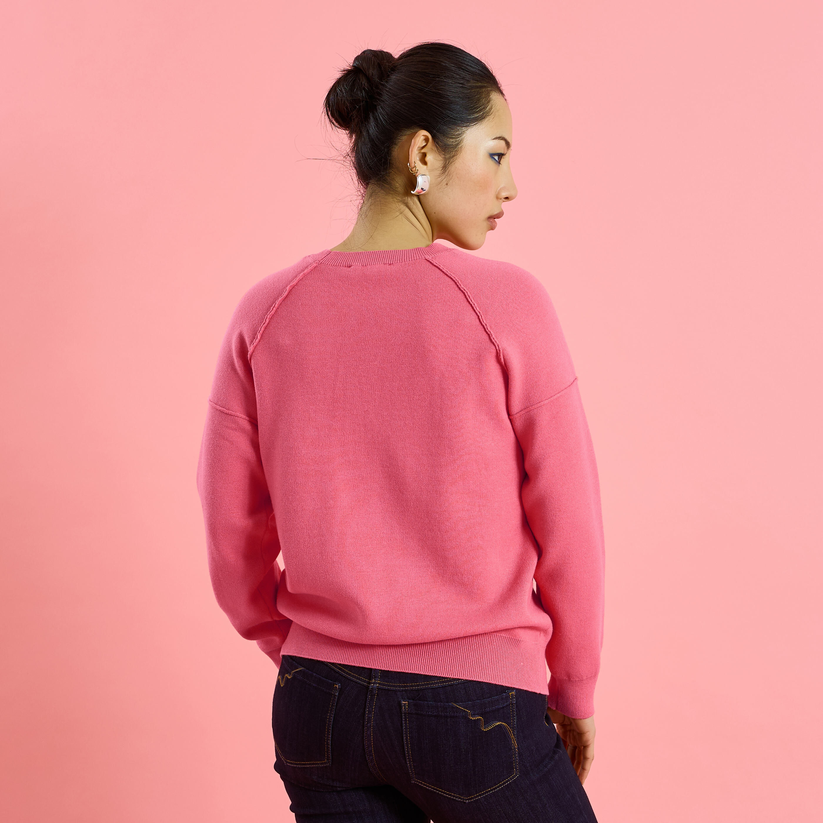 Pull col rond broderie citron femme