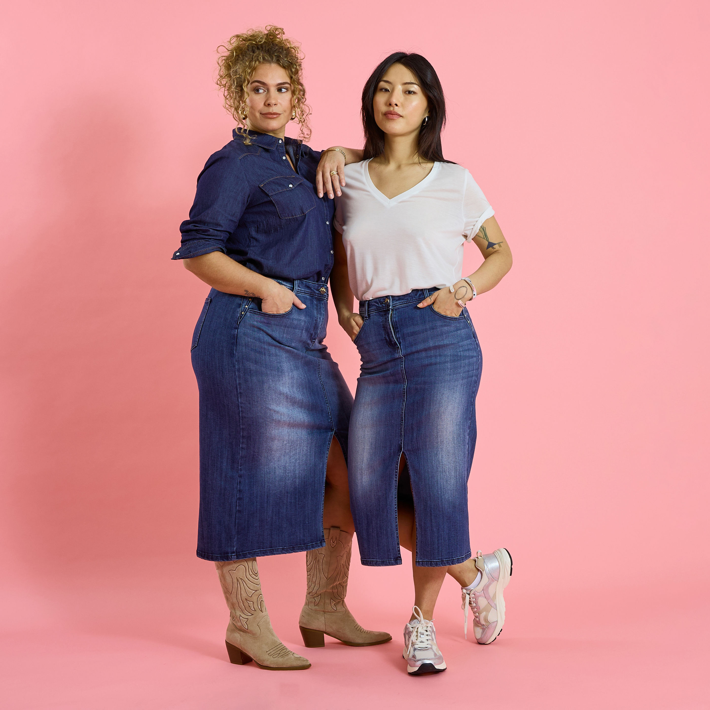 Jupe longue en denim avec fente