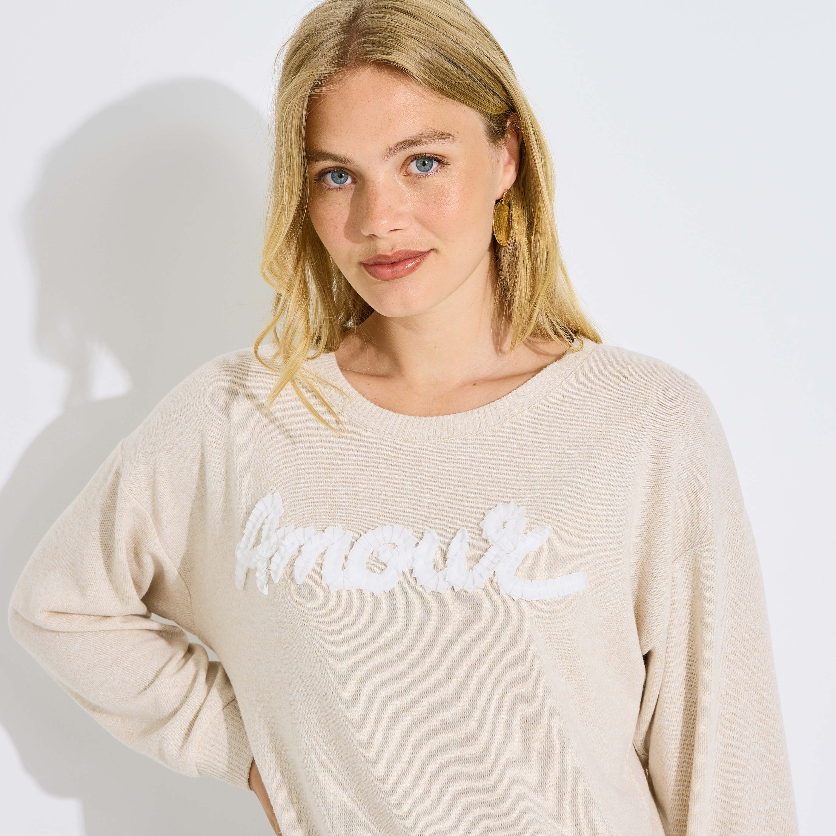 Sweat fin inscription amour femme