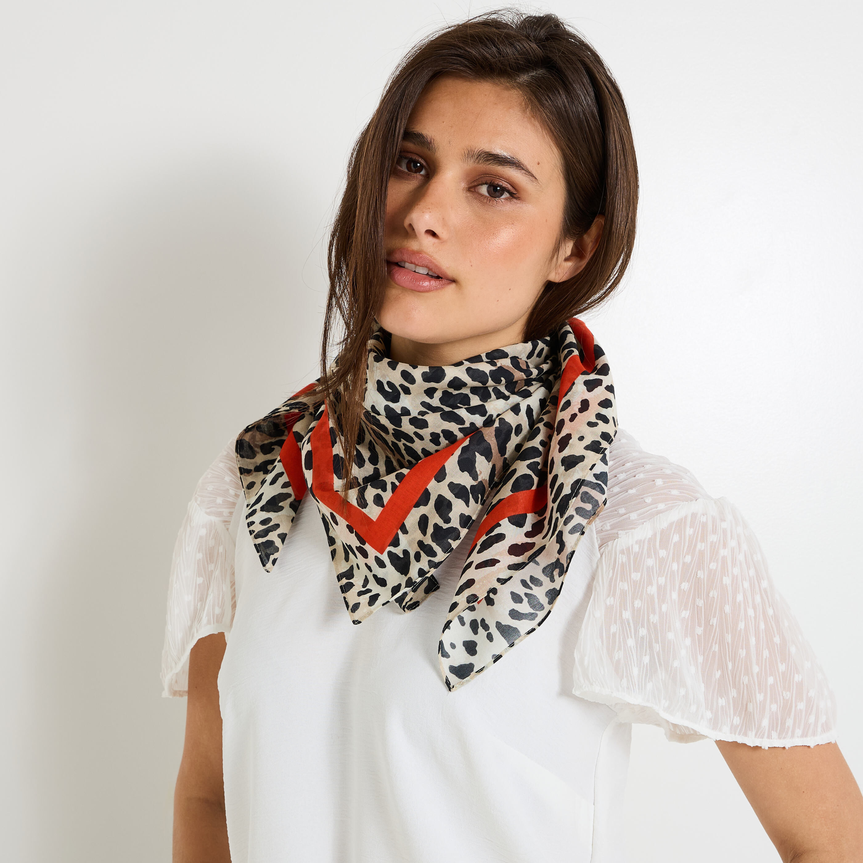Foulard imprim&eacute; l&eacute;opard femme