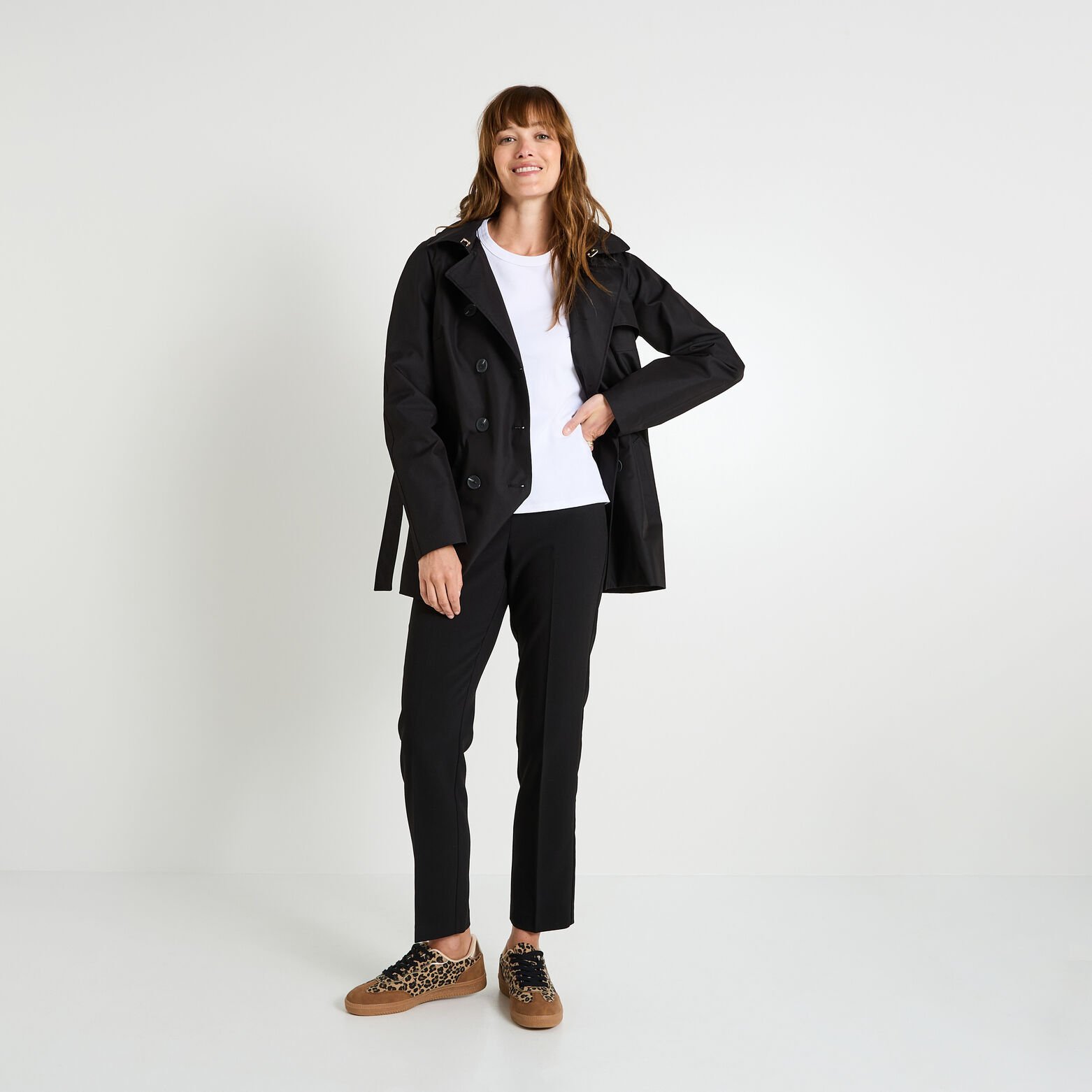 Trench medium avec ceinture femme