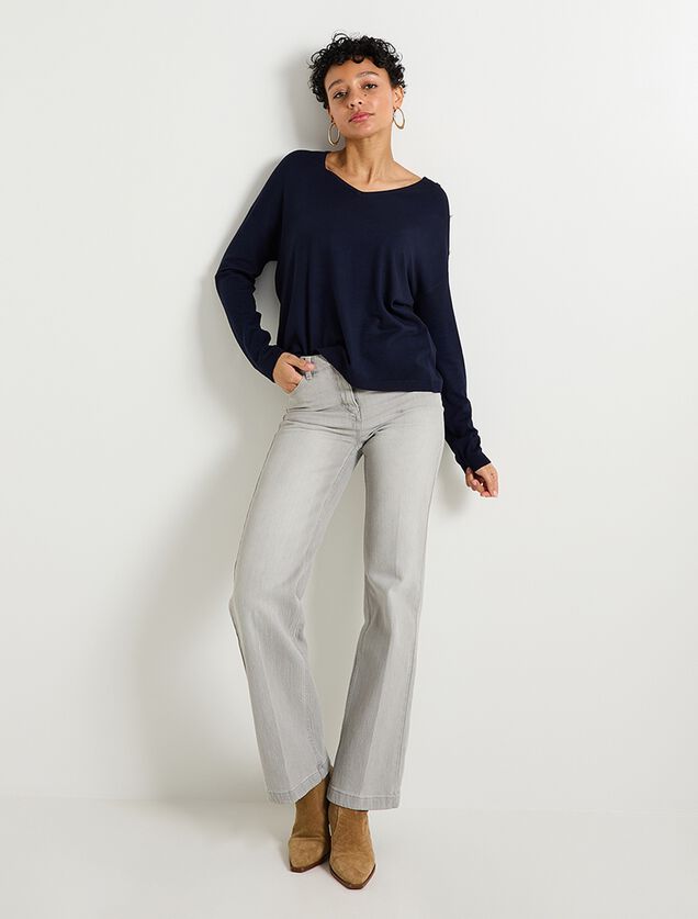 Pull col V femme