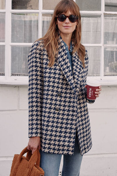 Veste blazer pieds de poule femme
