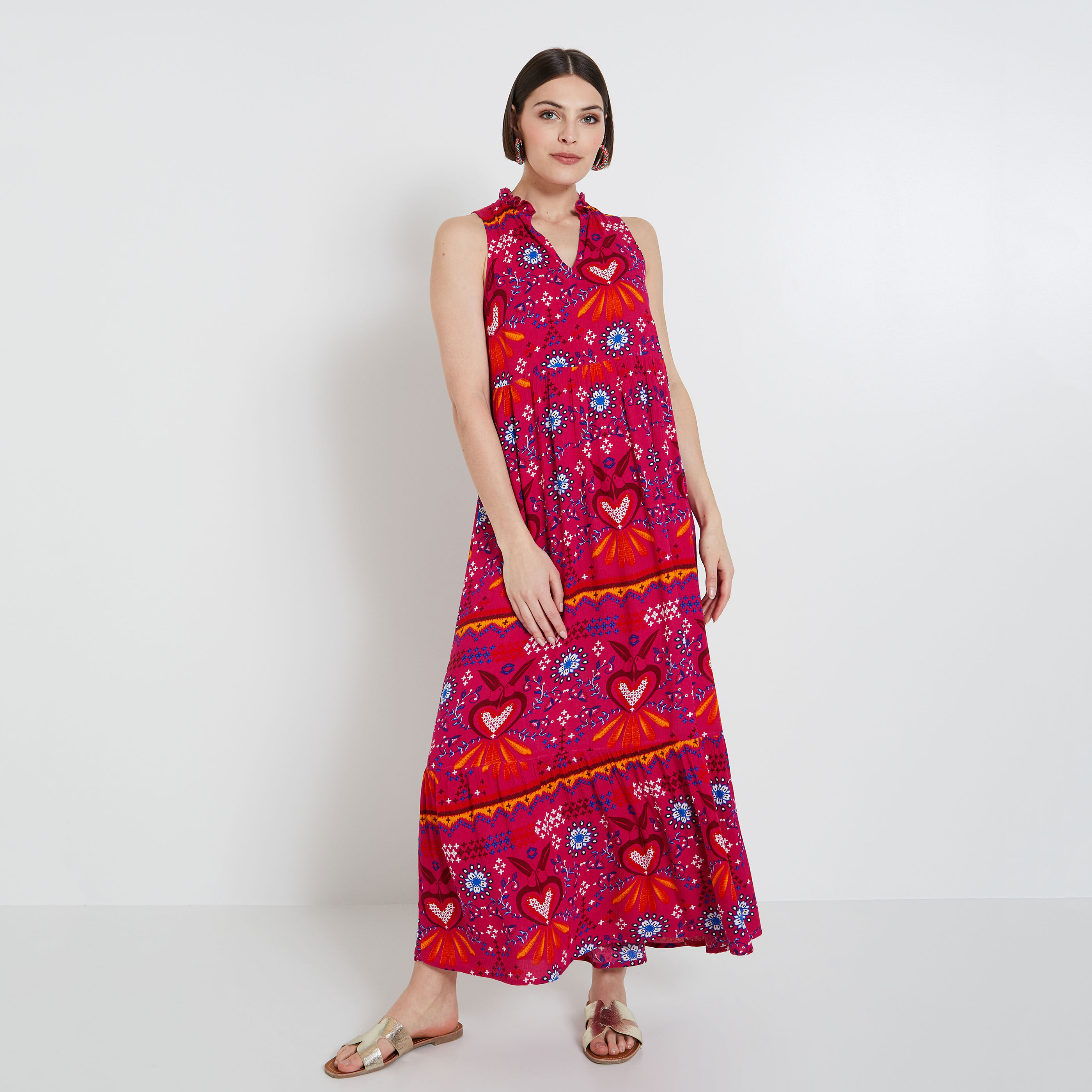 Robe longue imprim&eacute;e