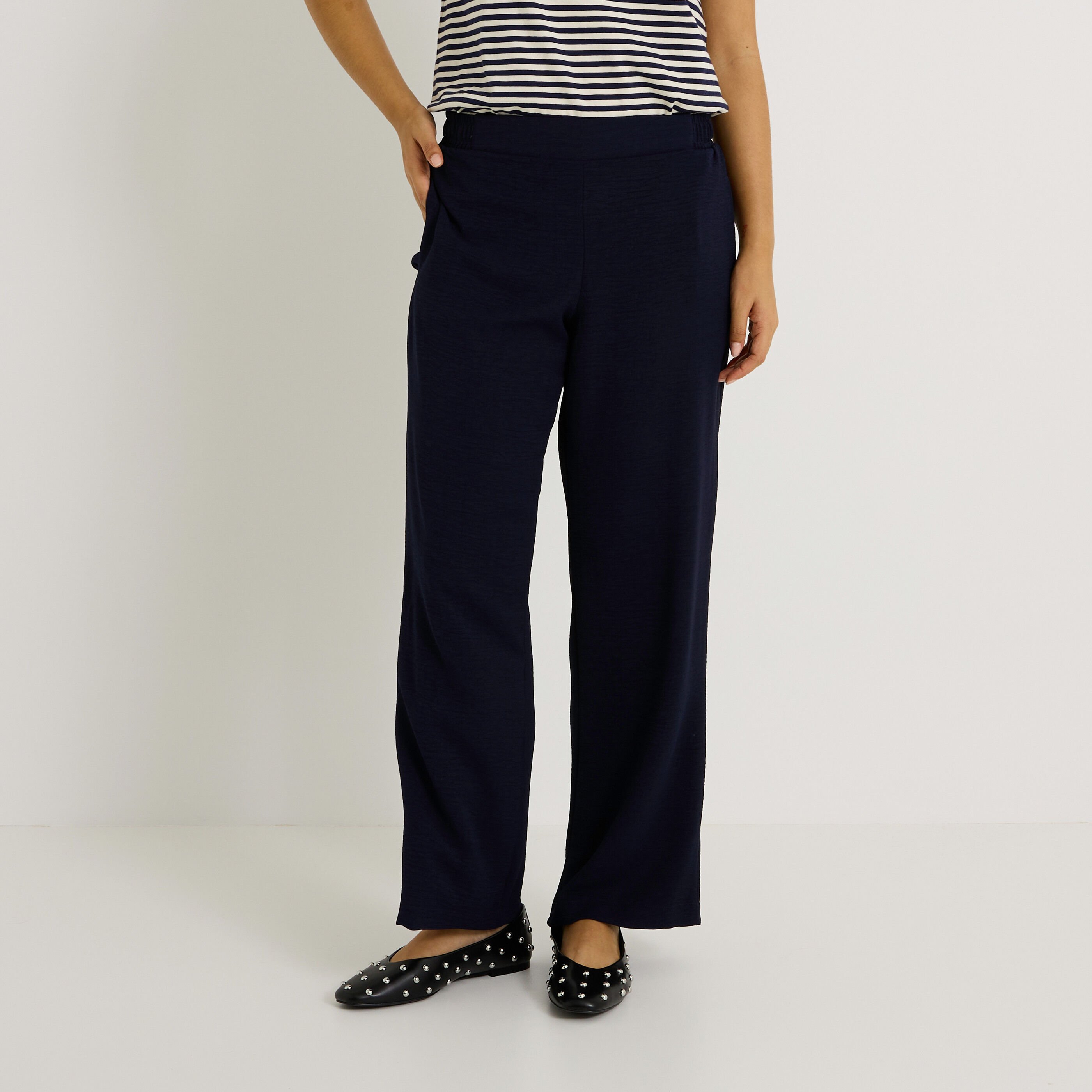Pantalon fluide taille &eacute;lastiqu&eacute;e femme