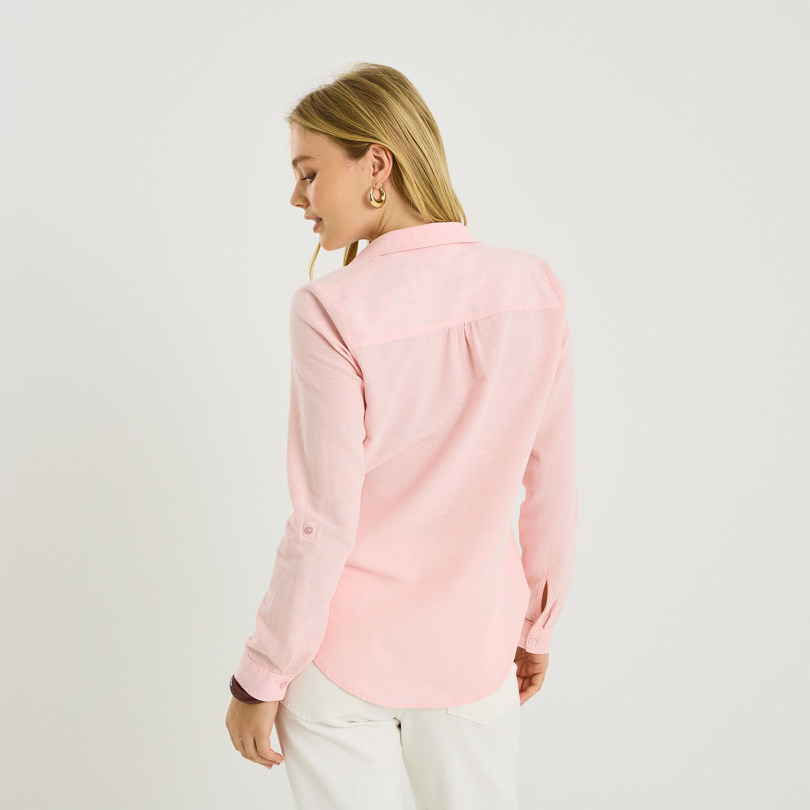 Vareuse unie en lin m&eacute;lang&eacute; femme