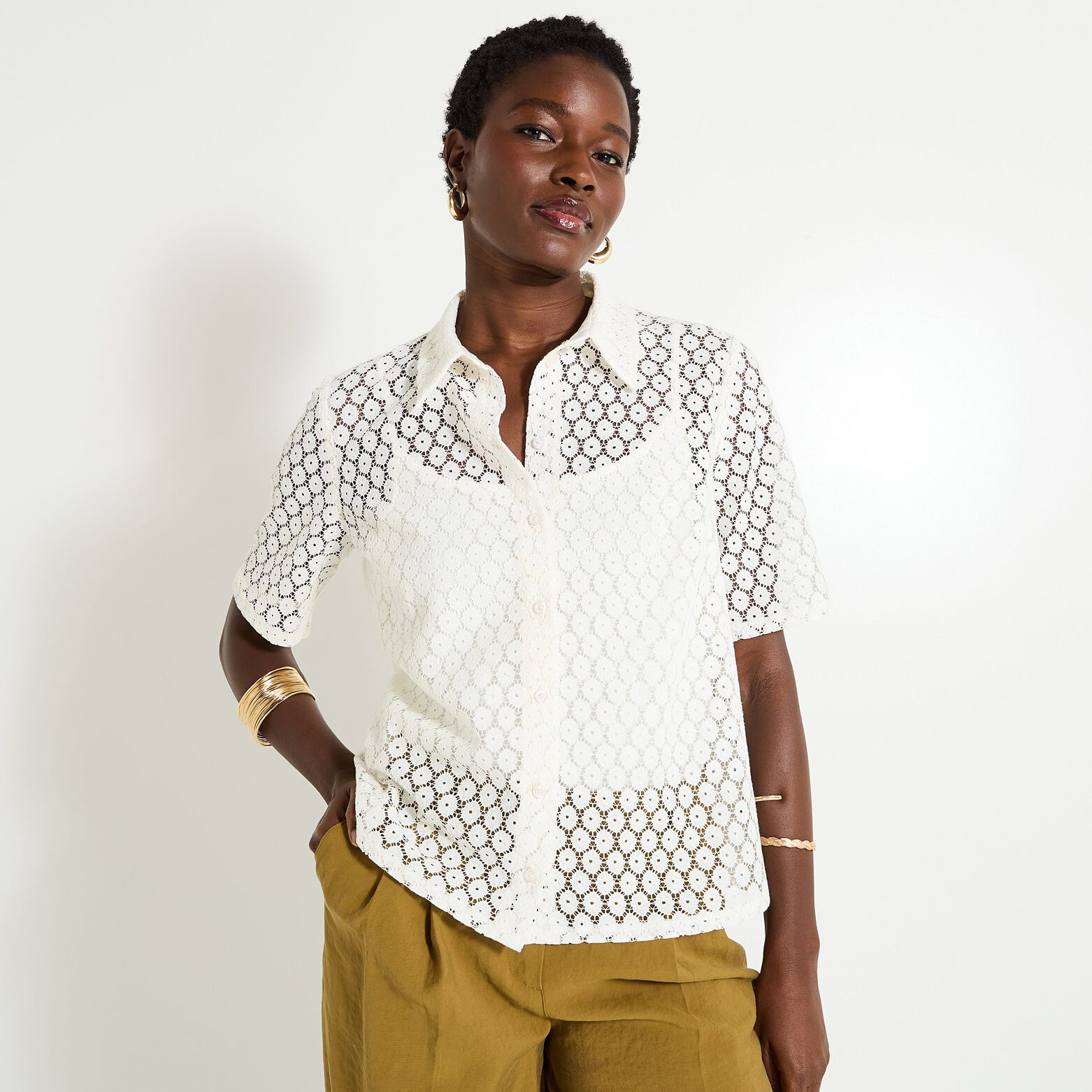 Chemise ajourée femme