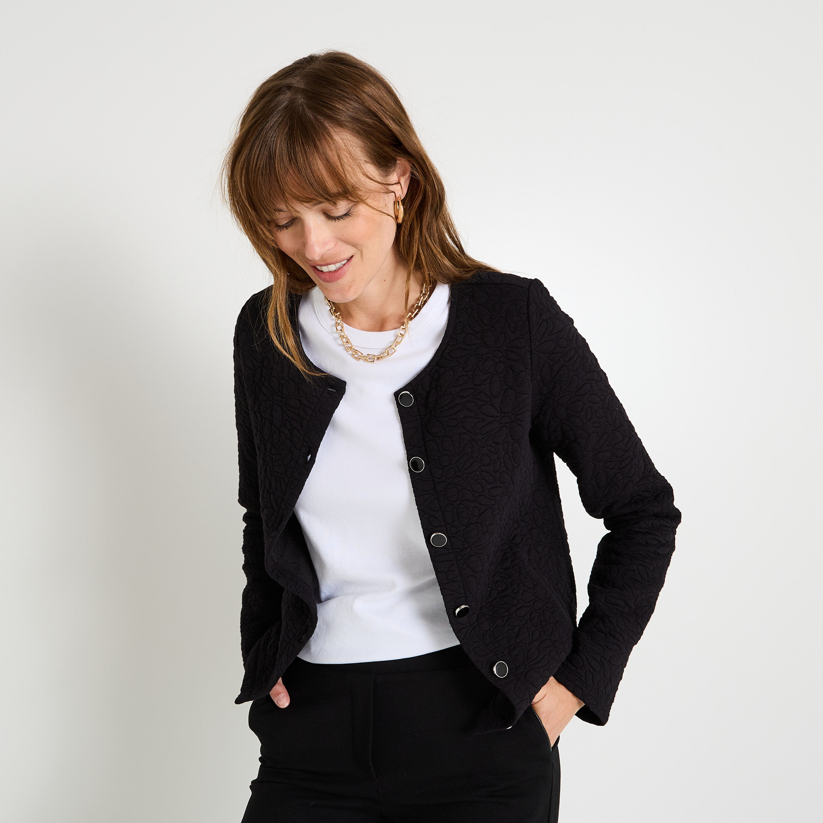 Veste matelass&eacute;e en maille femme