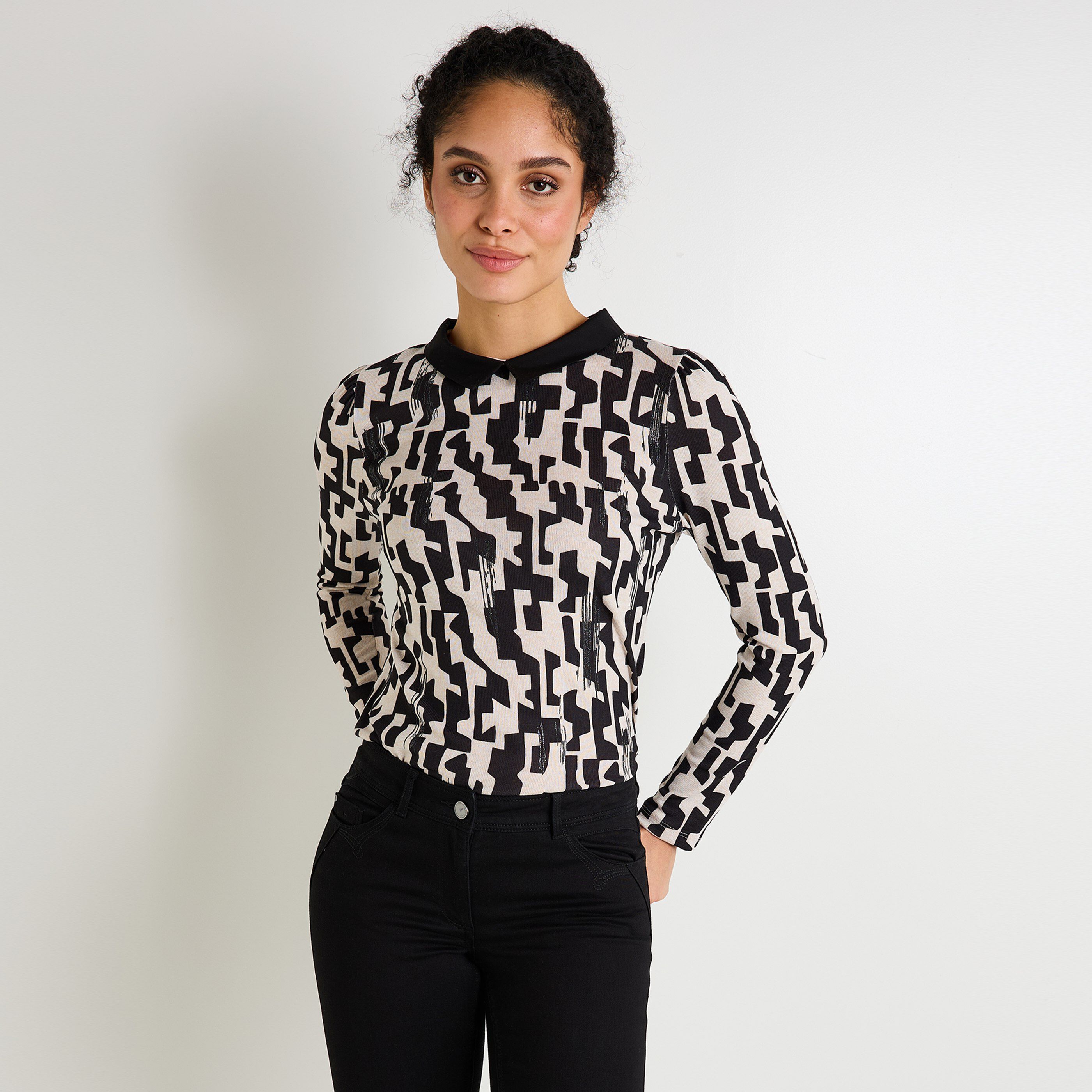 T-shirt col chemise femme