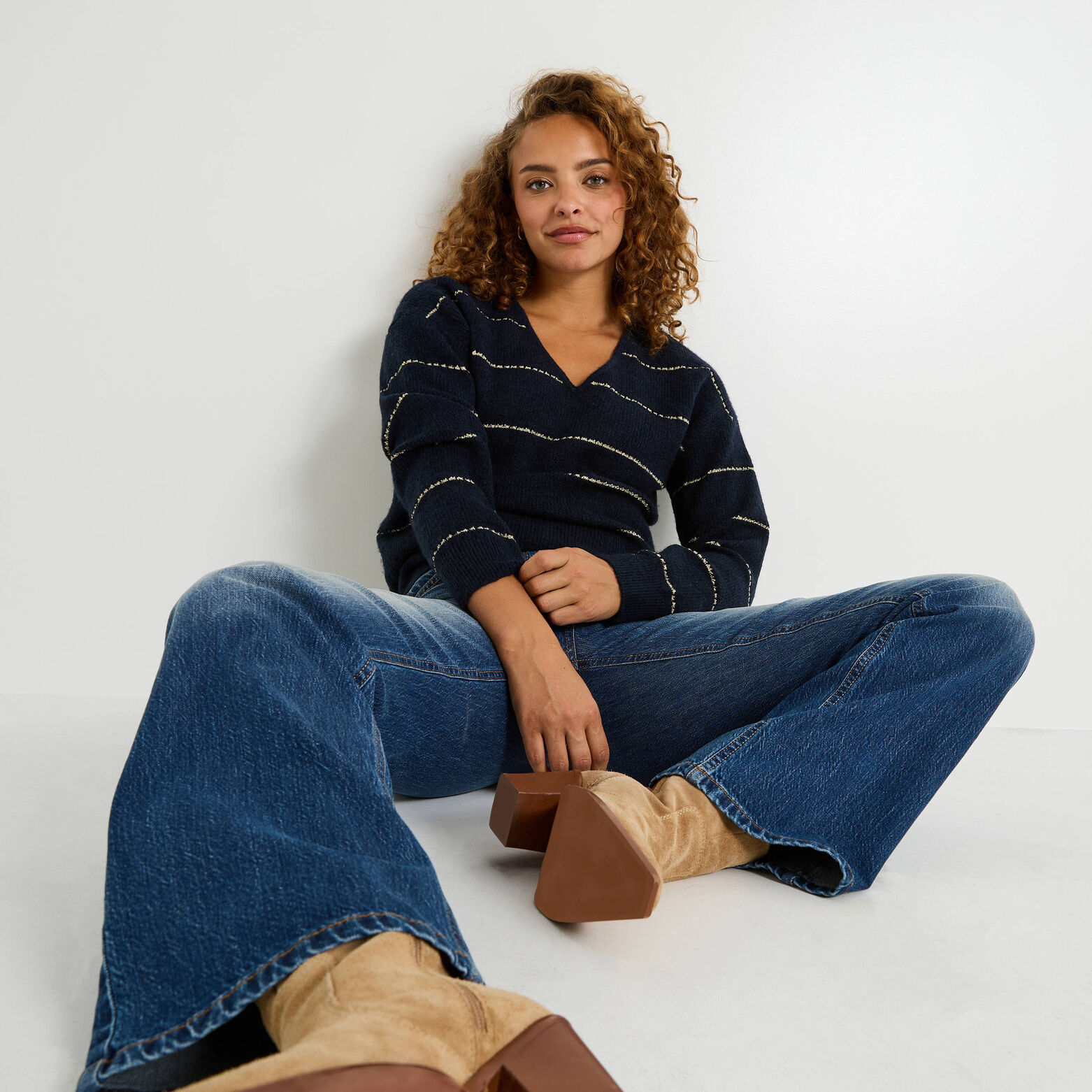 Pull marinière manches longues femme