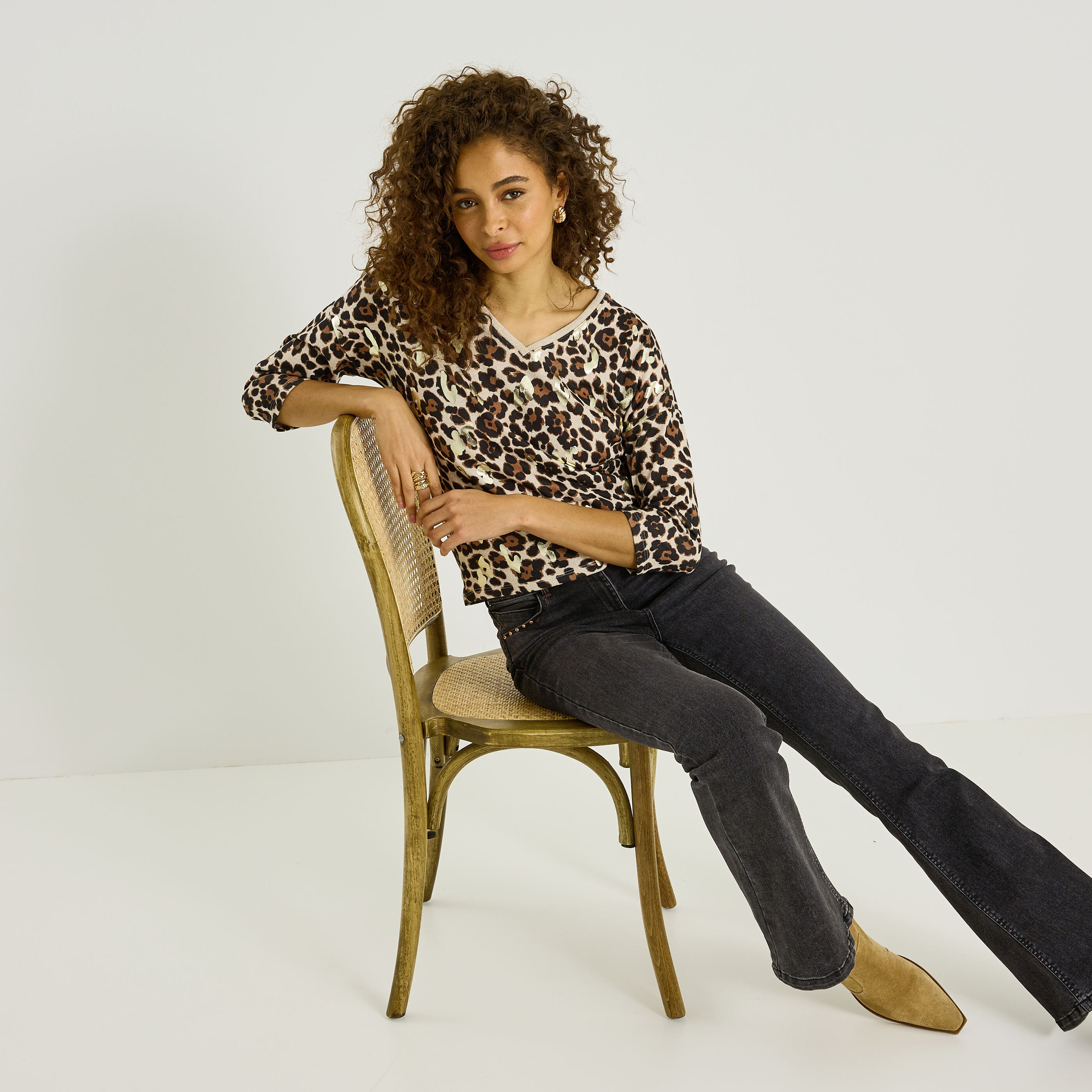 T-shirt imprim&eacute; l&eacute;opard femme