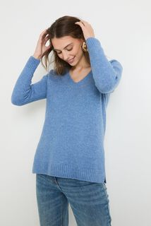 Pull col V femme